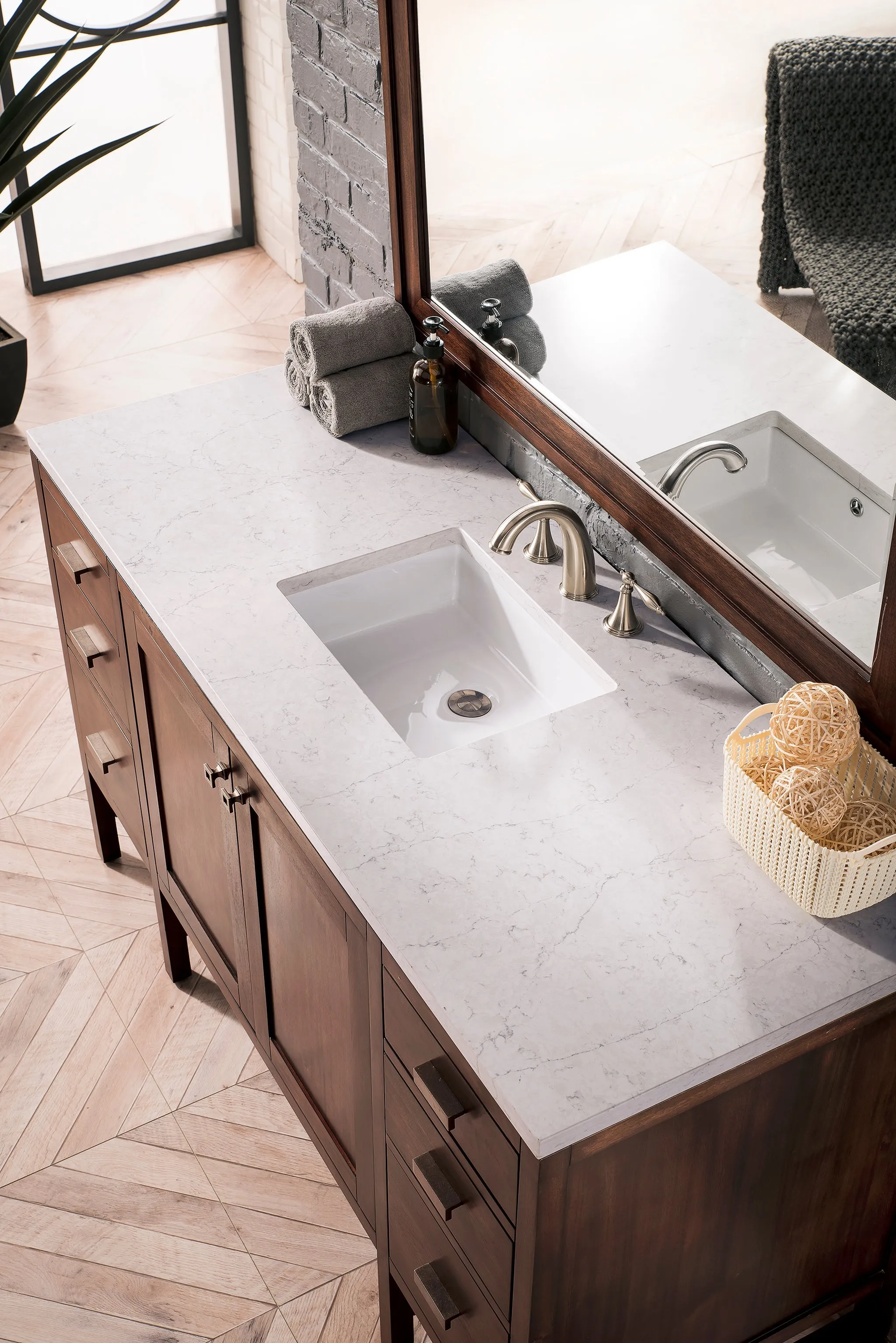 Addison 60" Single Vanity Cabinet in Mid-Century Acacia