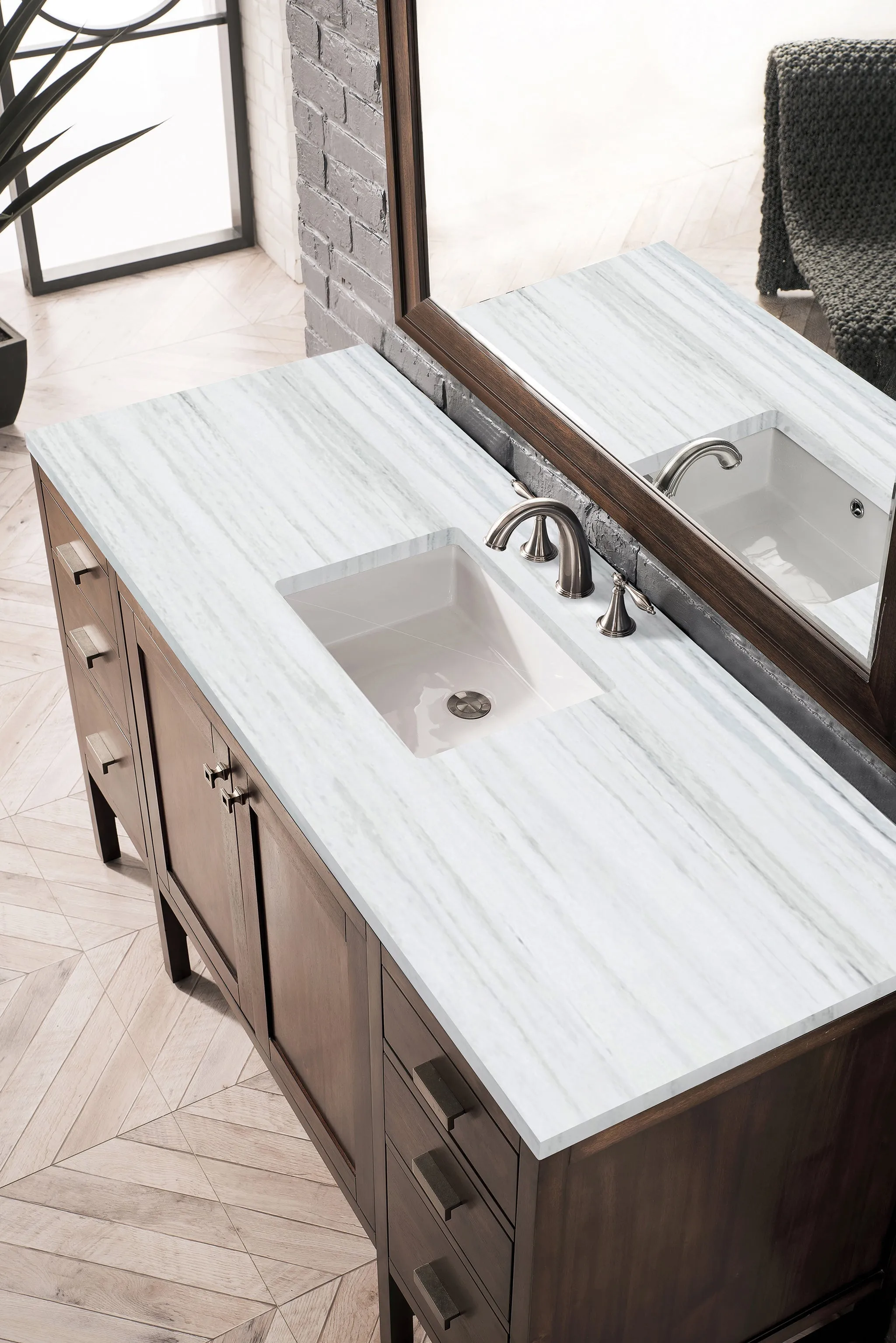 Addison 60" Single Vanity Cabinet in Mid-Century Acacia