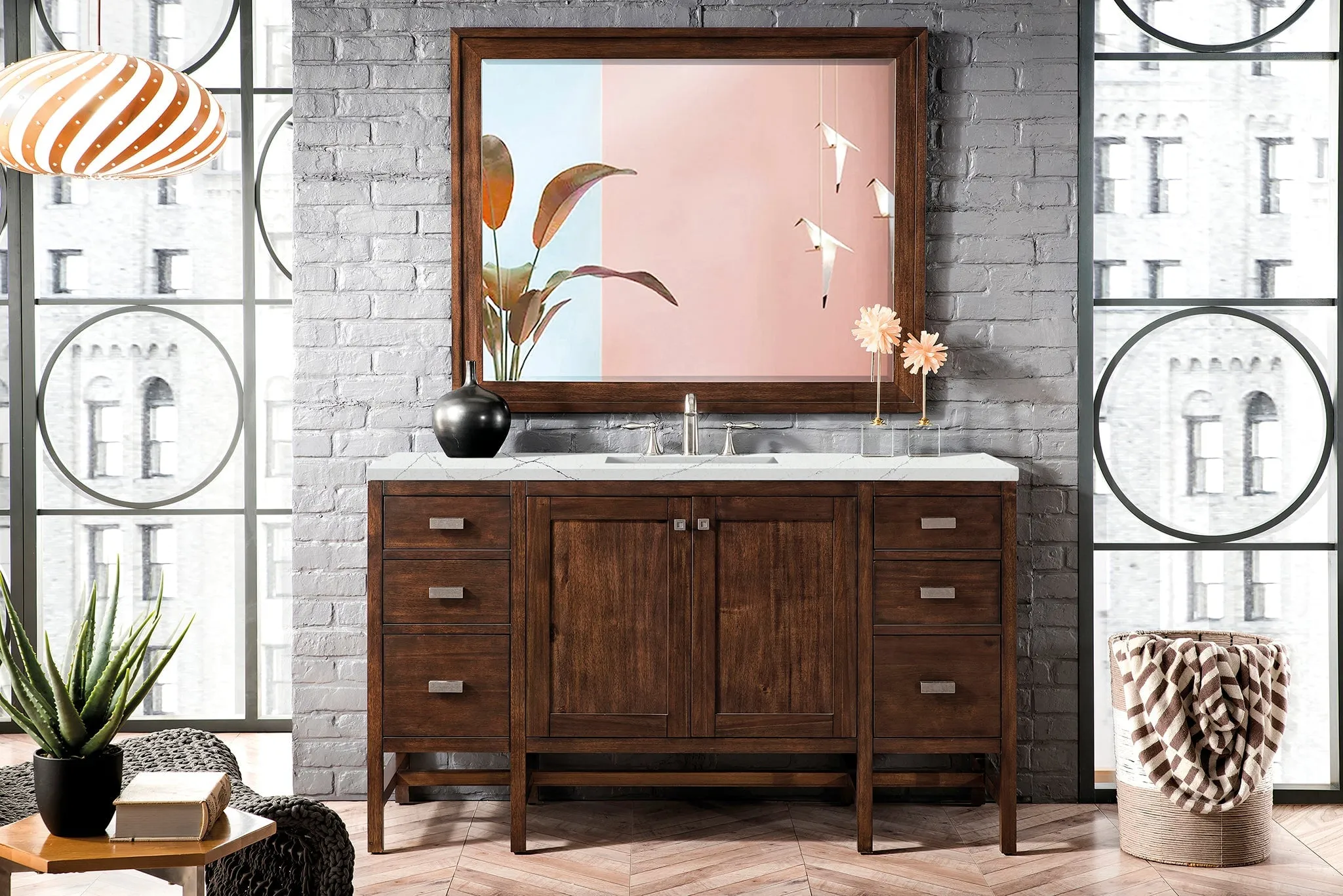 Addison 60" Single Vanity Cabinet in Mid-Century Acacia