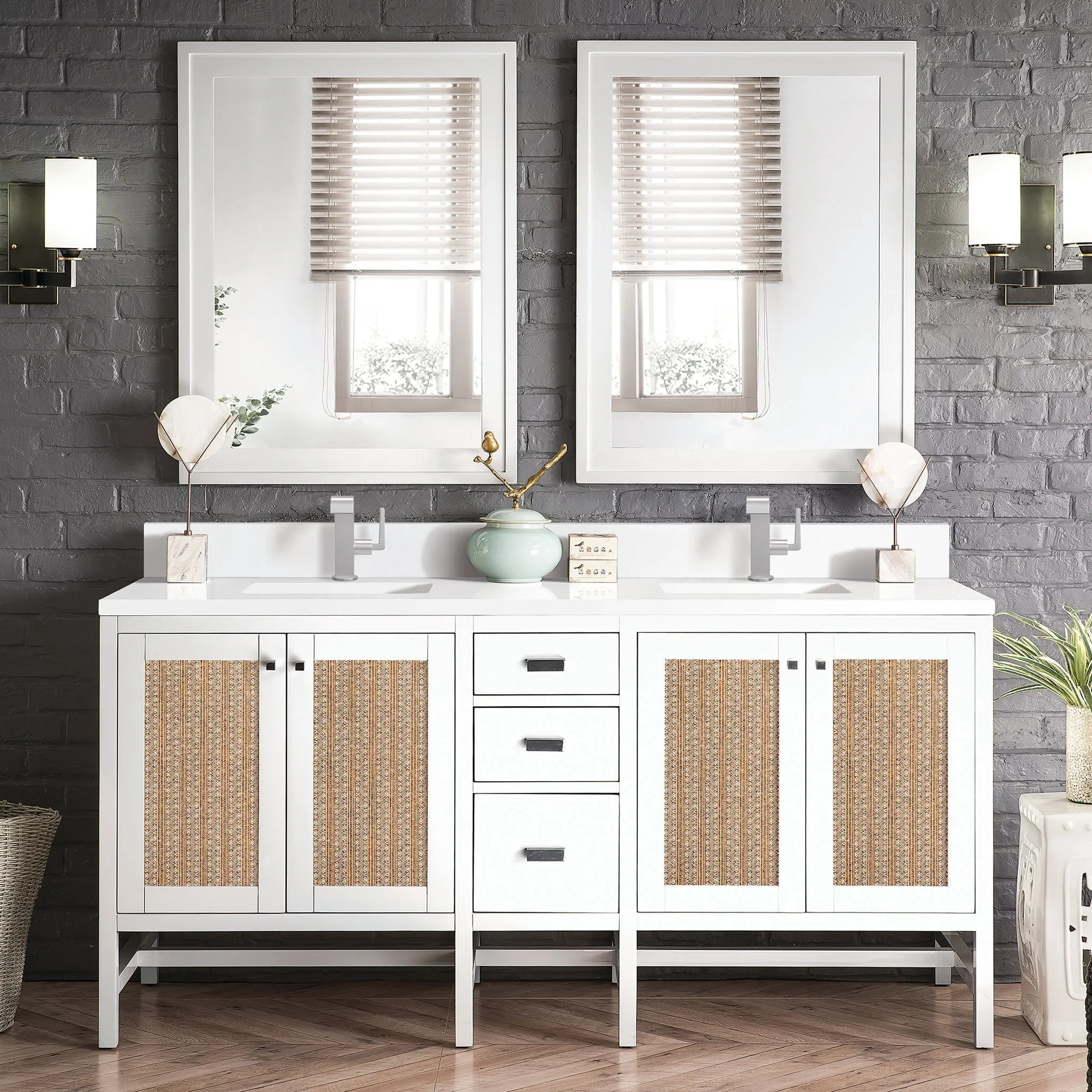 Addison 72" Double Vanity Cabinet in Glossy-White