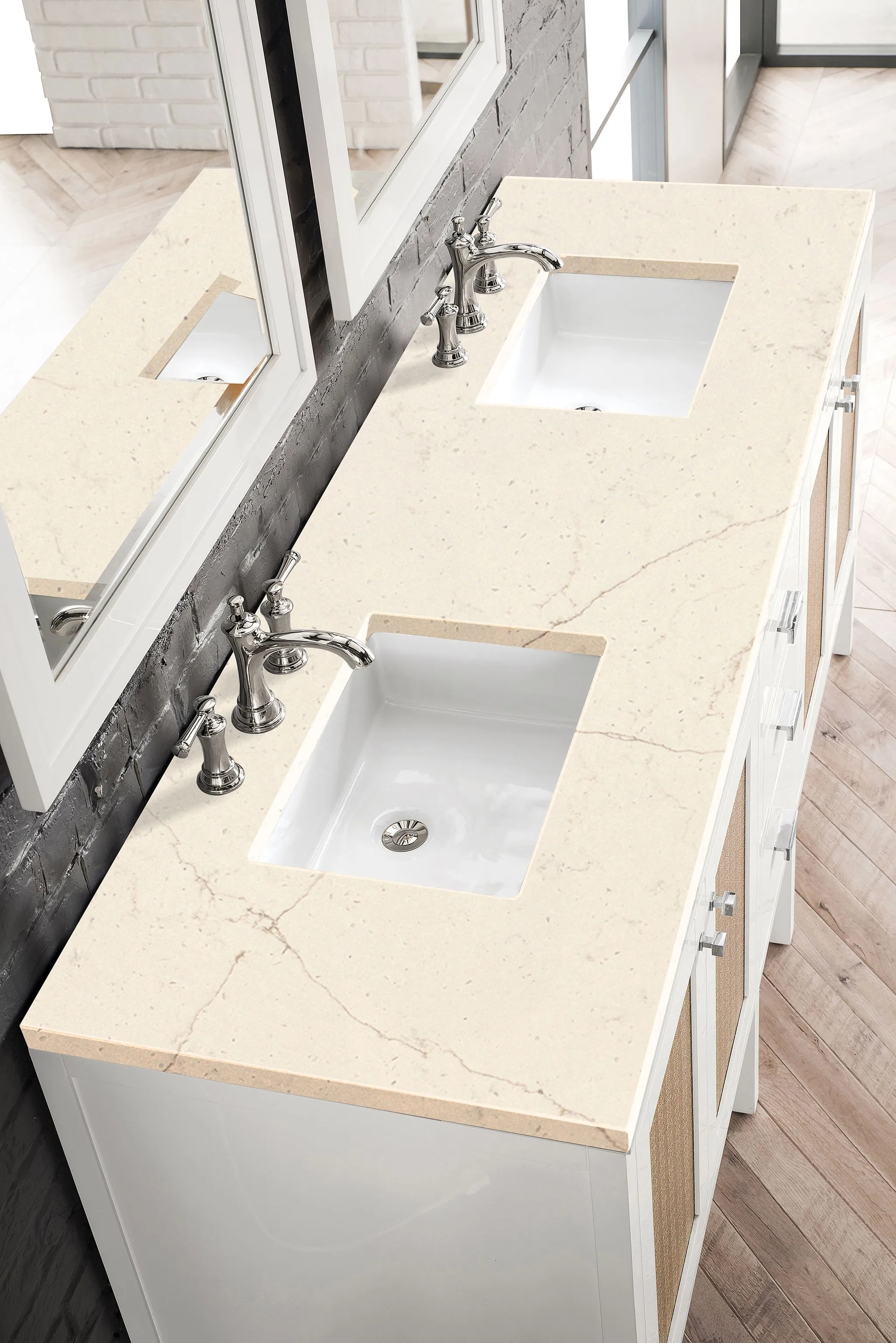 Addison 72" Double Vanity Cabinet in Glossy-White