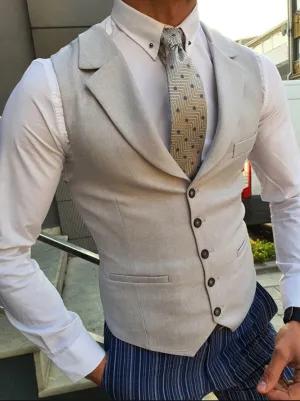 Aidase Men's Suit Vest  Business  Custom Collar Light Slim Fit Wedding Vest