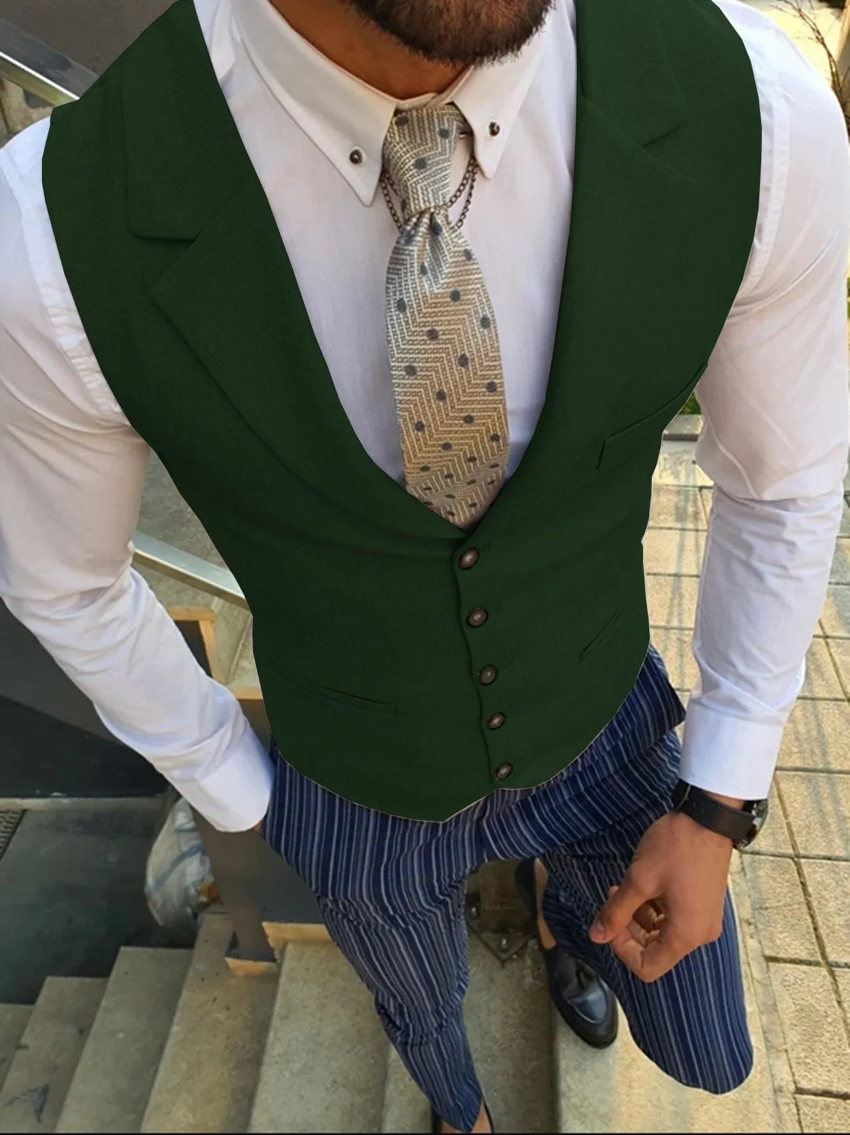 Aidase Men's Suit Vest  Business  Custom Collar Light Slim Fit Wedding Vest