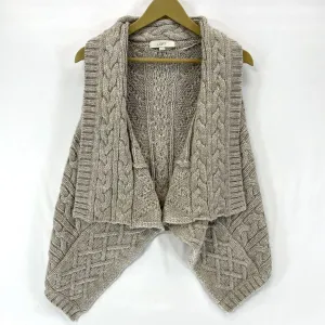 Ann Taylor Loft Women's Asymetric Vest Cable Knit Sweater Gray Size XS/S