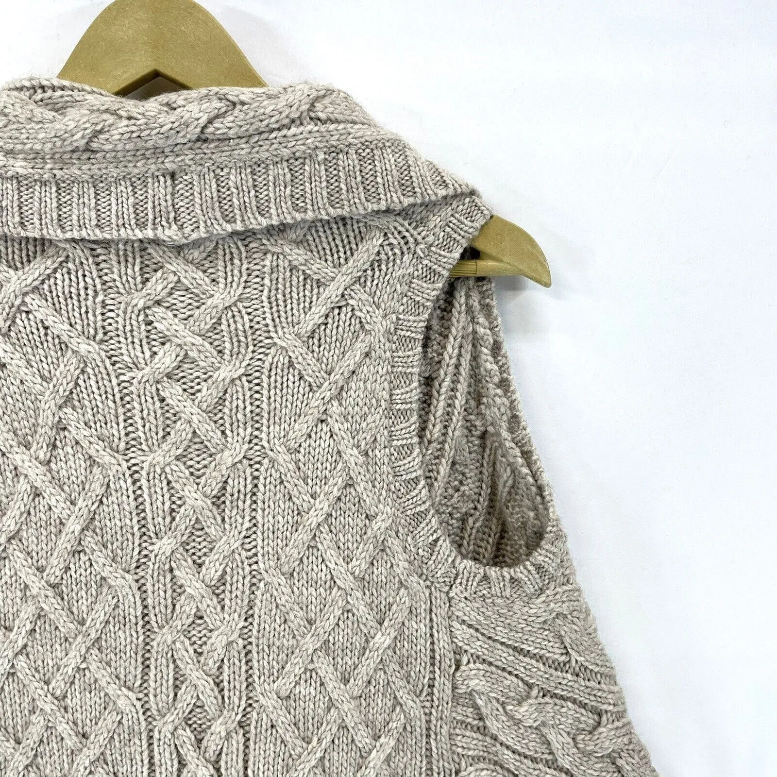 Ann Taylor Loft Women's Asymetric Vest Cable Knit Sweater Gray Size XS/S