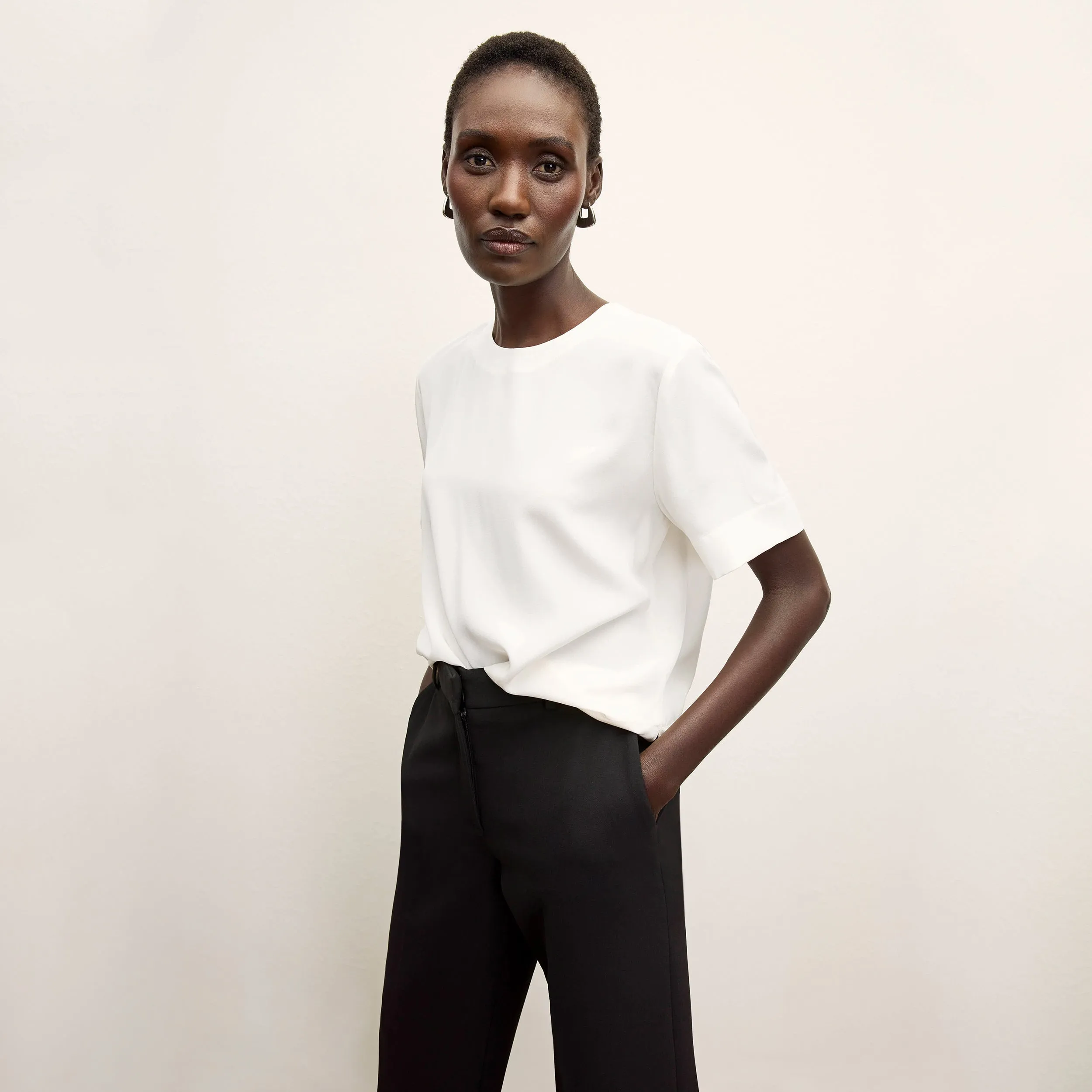 Annika Tee - Washable Silk :: Ivory