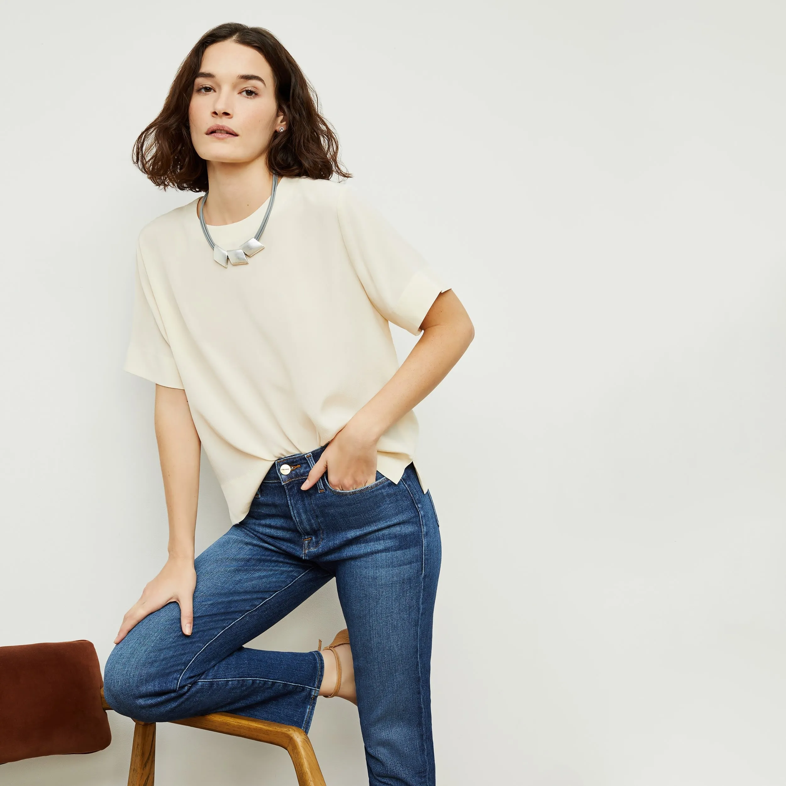 Annika Tee - Washable Silk :: Ivory