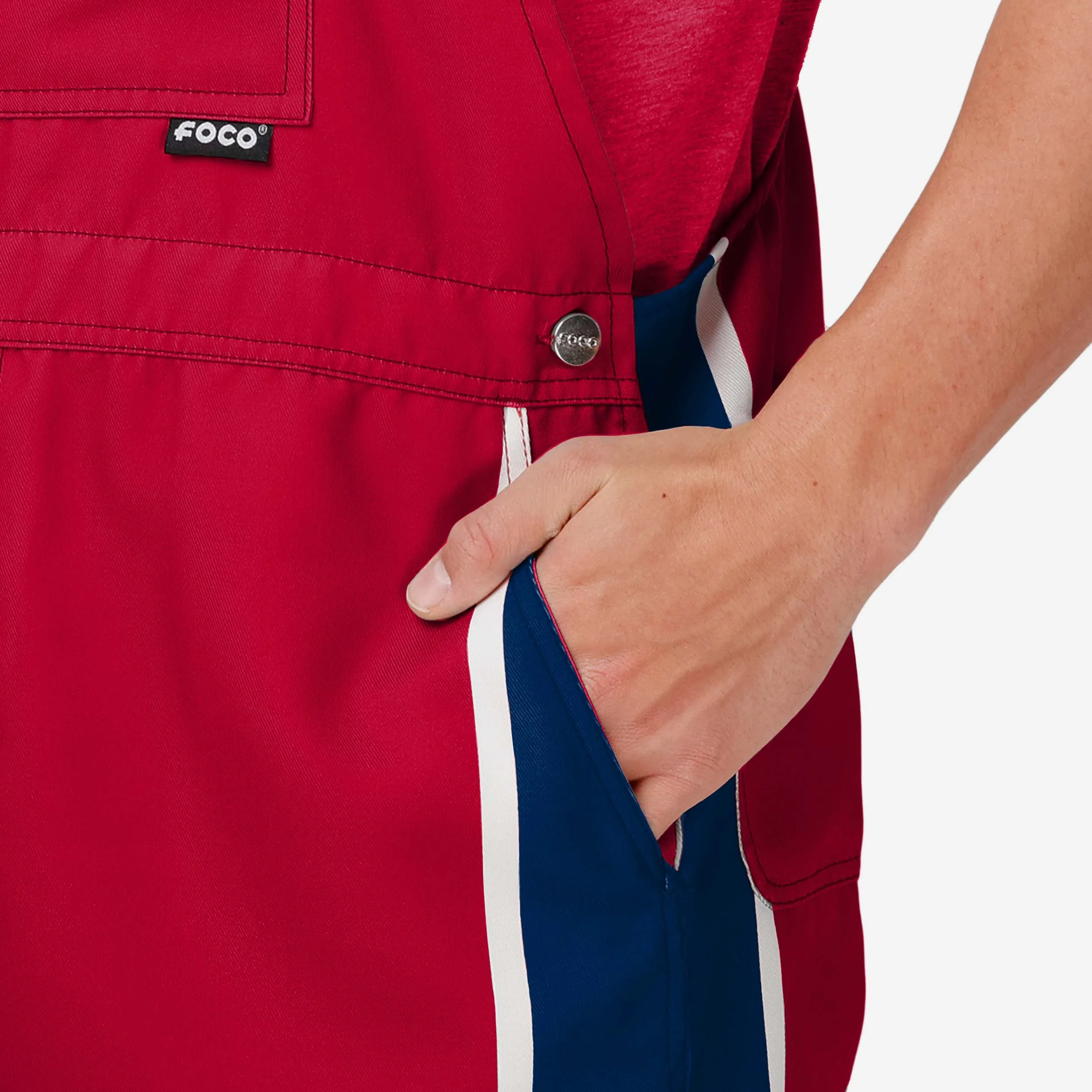 Atlanta Braves Mens Team Stripe Bib Shortalls