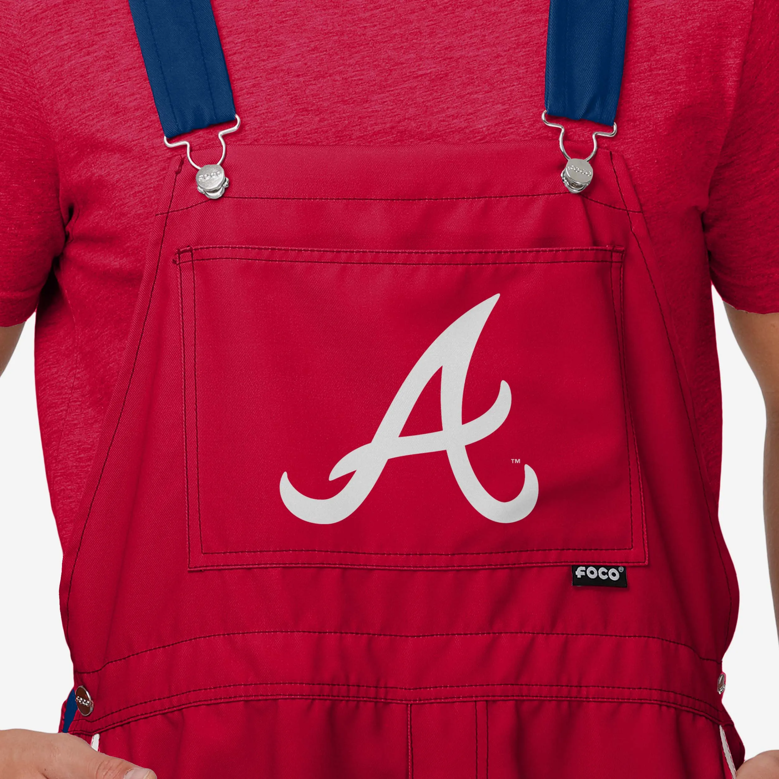 Atlanta Braves Mens Team Stripe Bib Shortalls