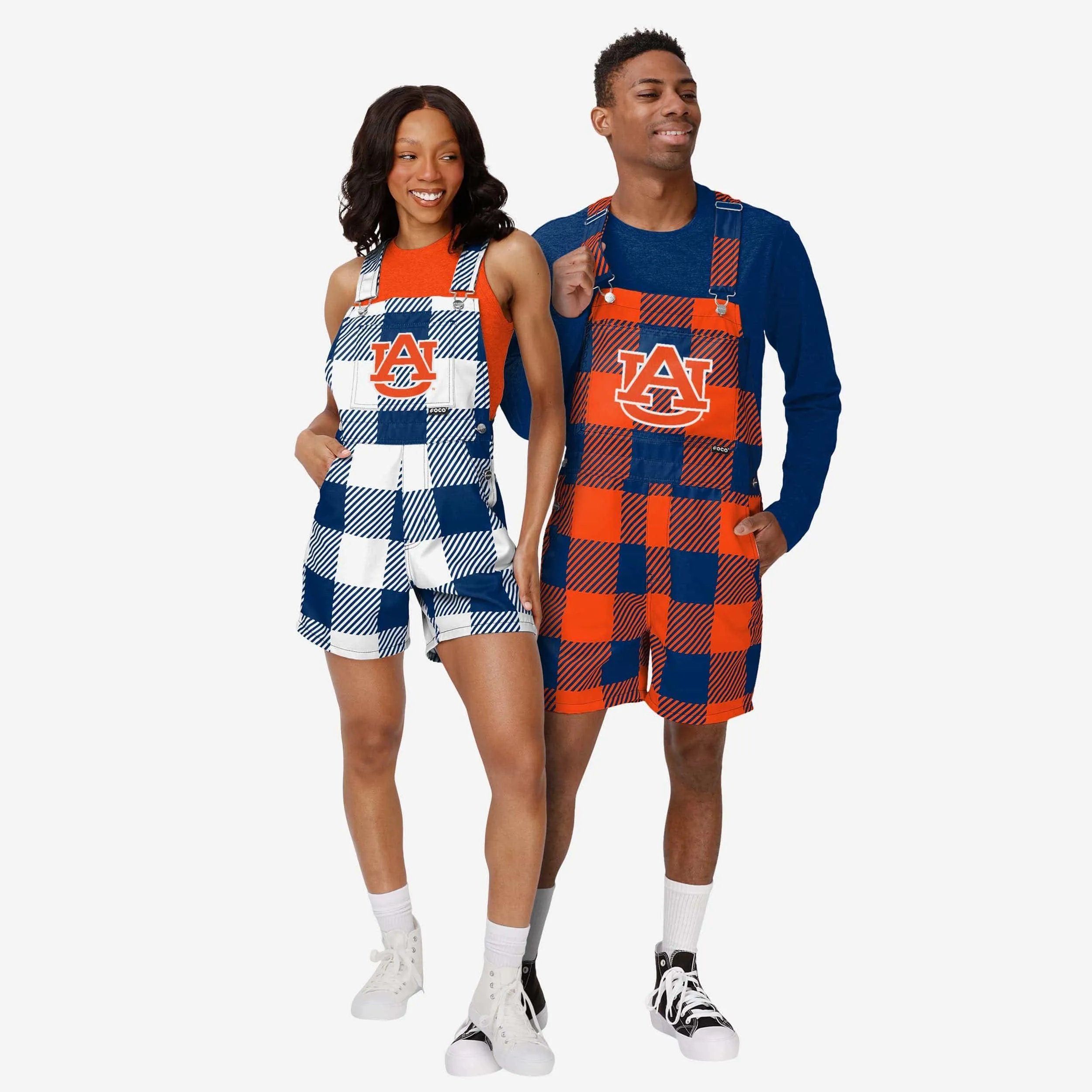 Auburn Tigers Mens Plaid Bib Shortalls