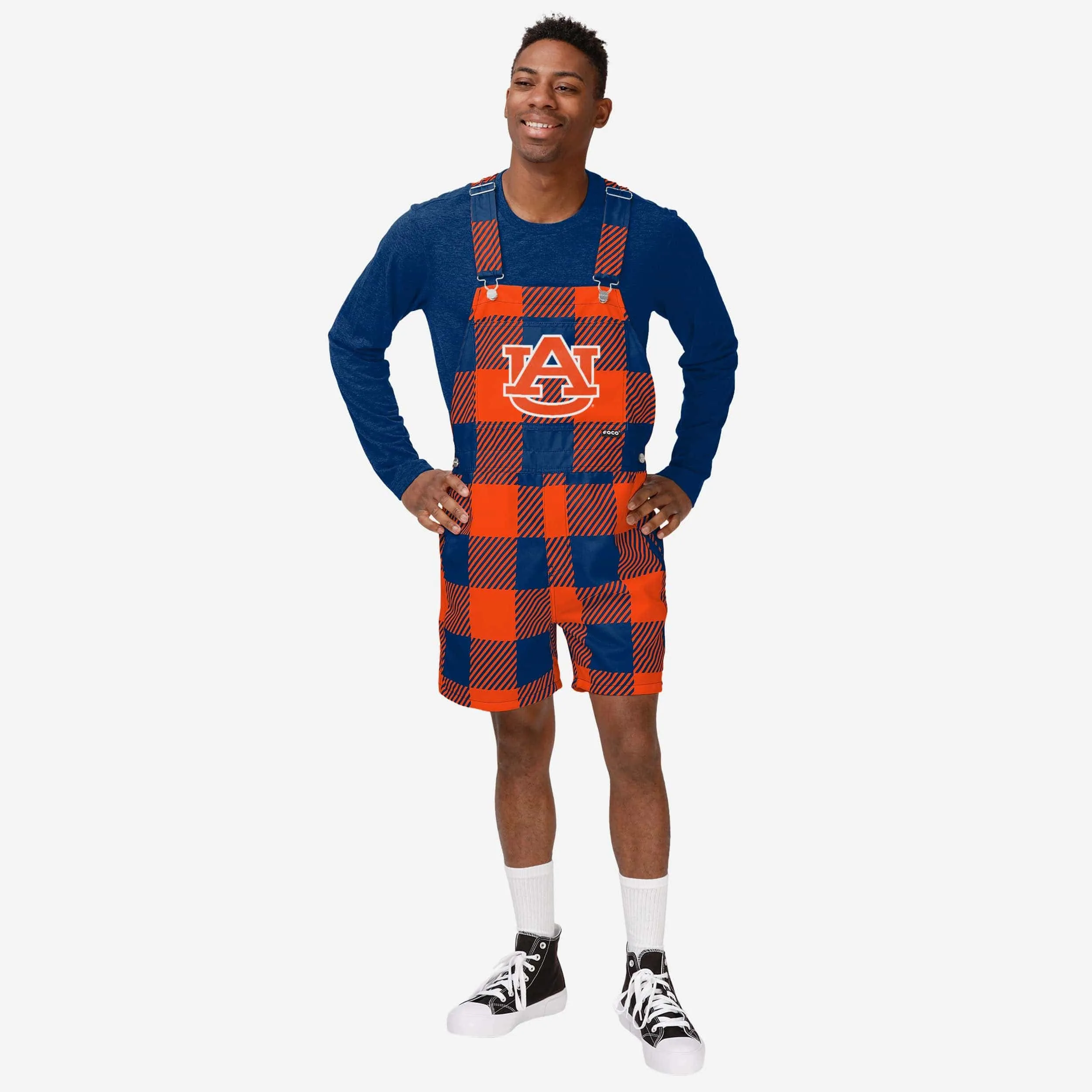 Auburn Tigers Mens Plaid Bib Shortalls