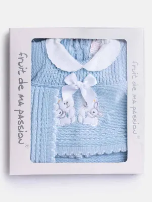 Baby Girl 3-piece Bunny Knitted Gift Box Set-Baby Blue