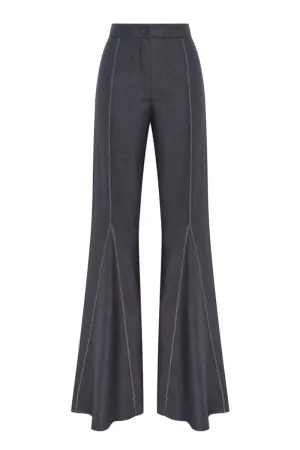 BLACK ZIG-ZAG FLARE PANTS