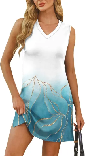 Boho Summer Dresses for Women 2025 V-Neck Beach Dress Vacation Women's Sleeveless Floral Sundress with Split
