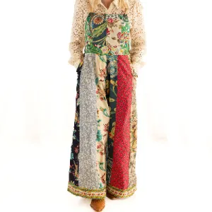 Botanical Motif Patchwork Printed Overalls