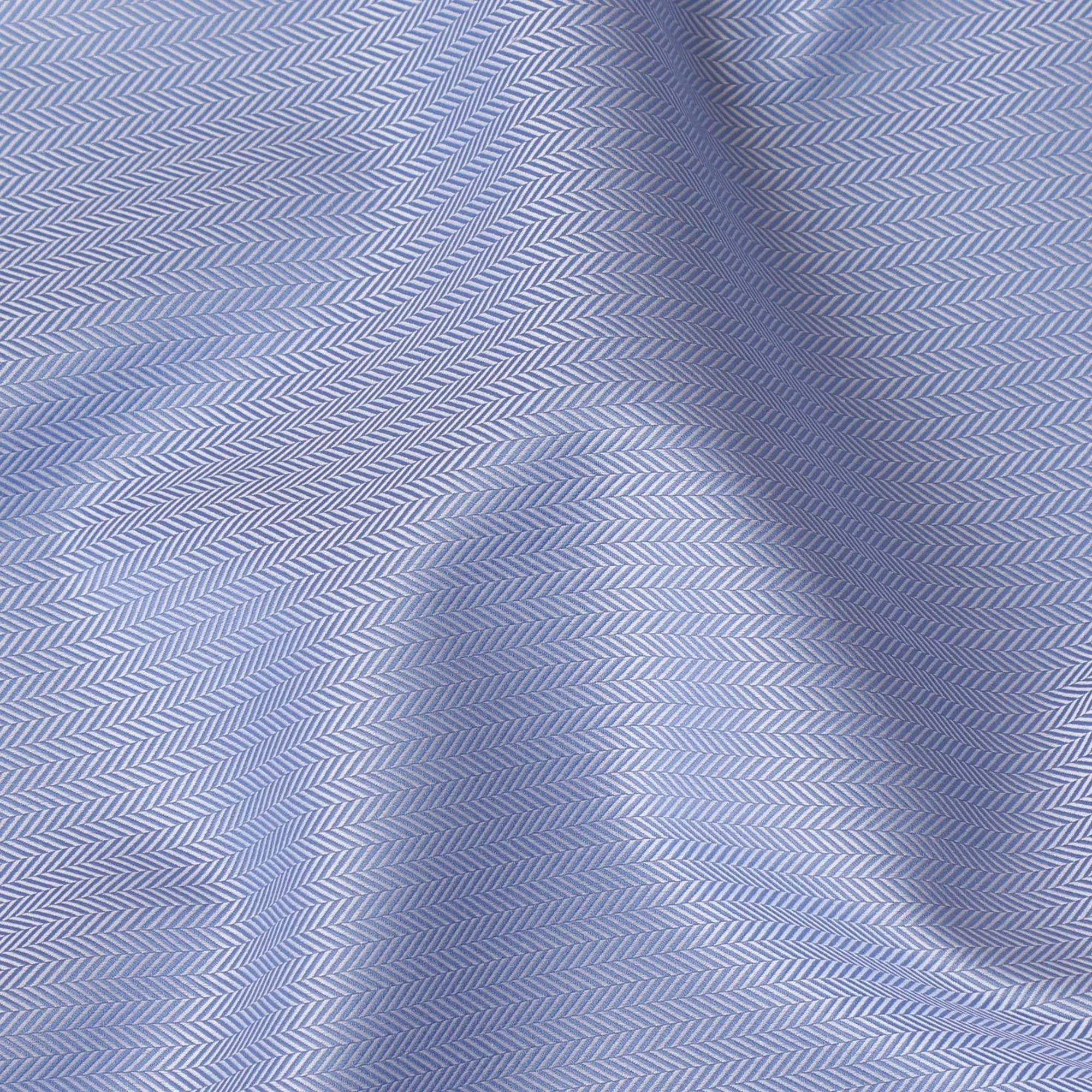 Chic Blue Swiss 100% Cotton Herringbone Shirting Fabric - 150cm Wide, Herringbone Design-D18884