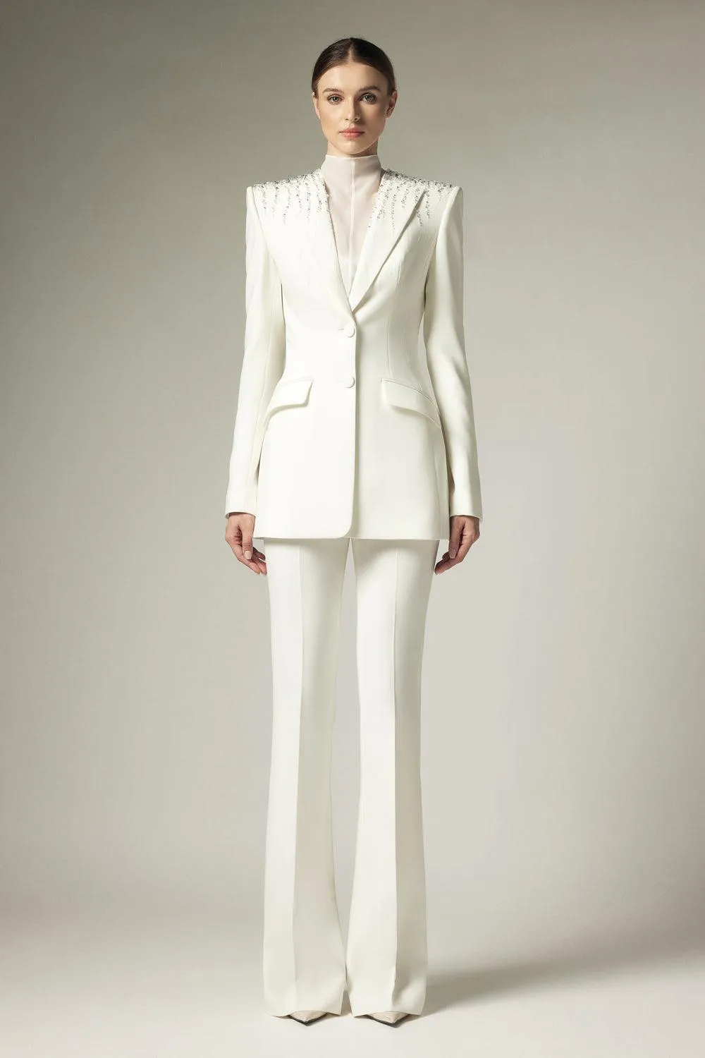 Chrissy Structured Button Crepe Blazer