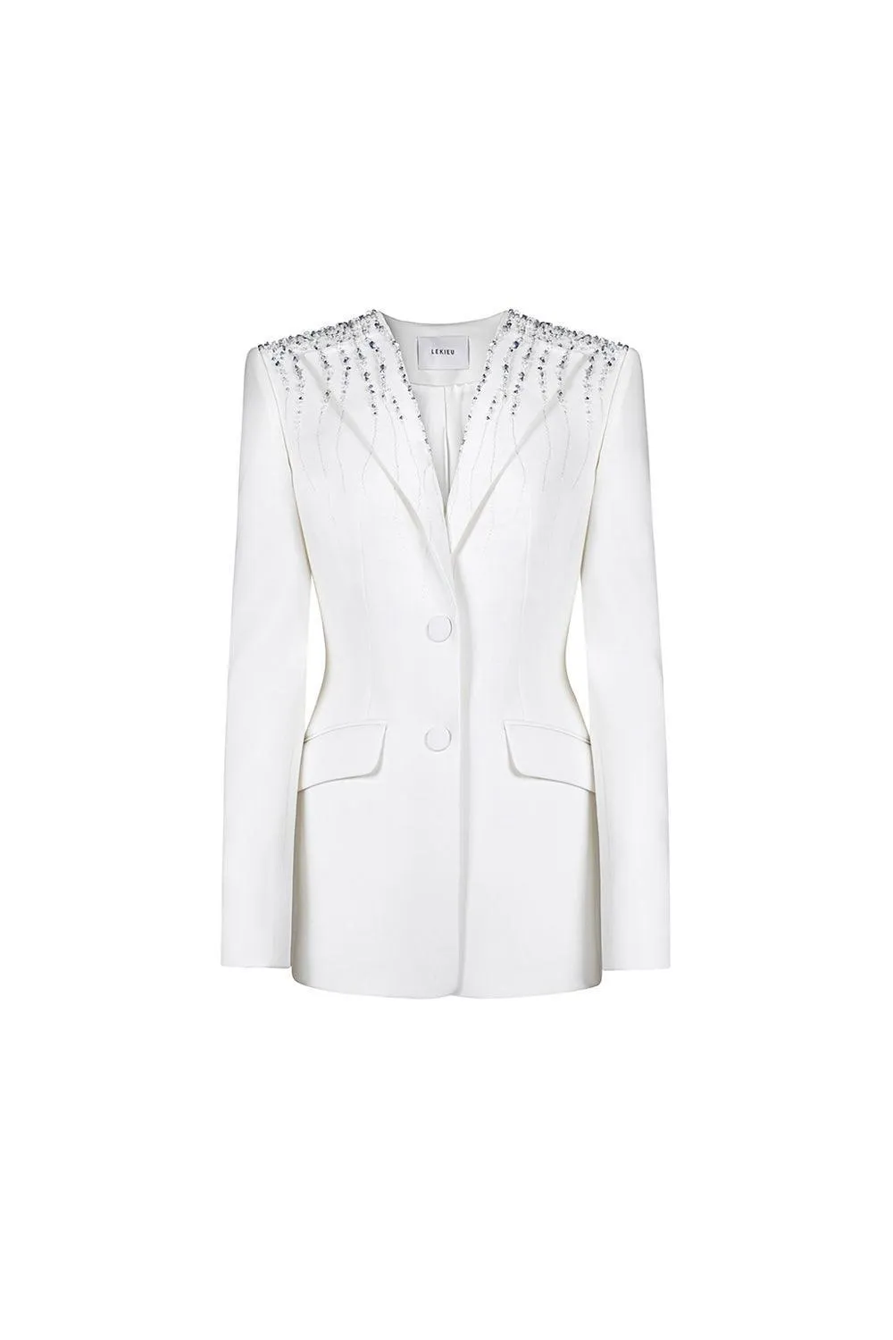 Chrissy Structured Button Crepe Blazer