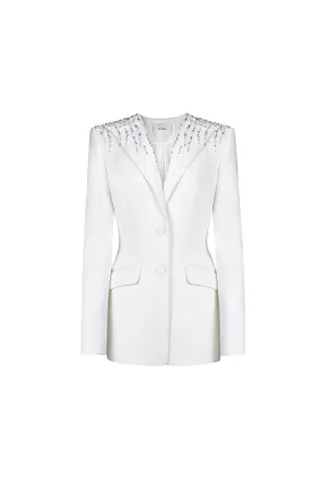 Chrissy Structured Button Crepe Blazer