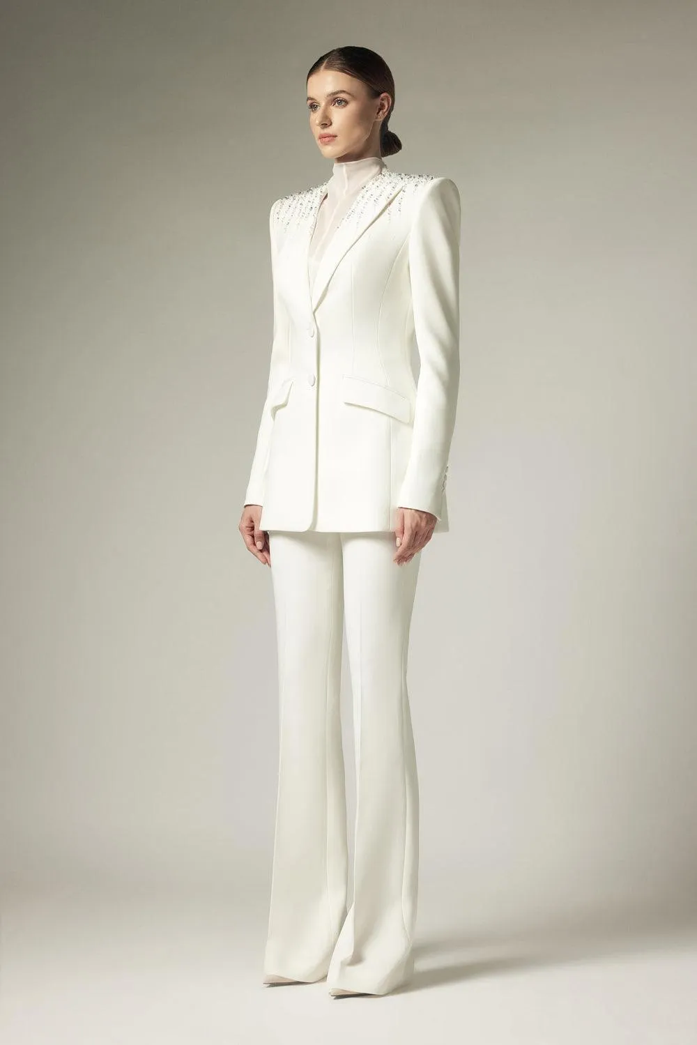 Chrissy Structured Button Crepe Blazer