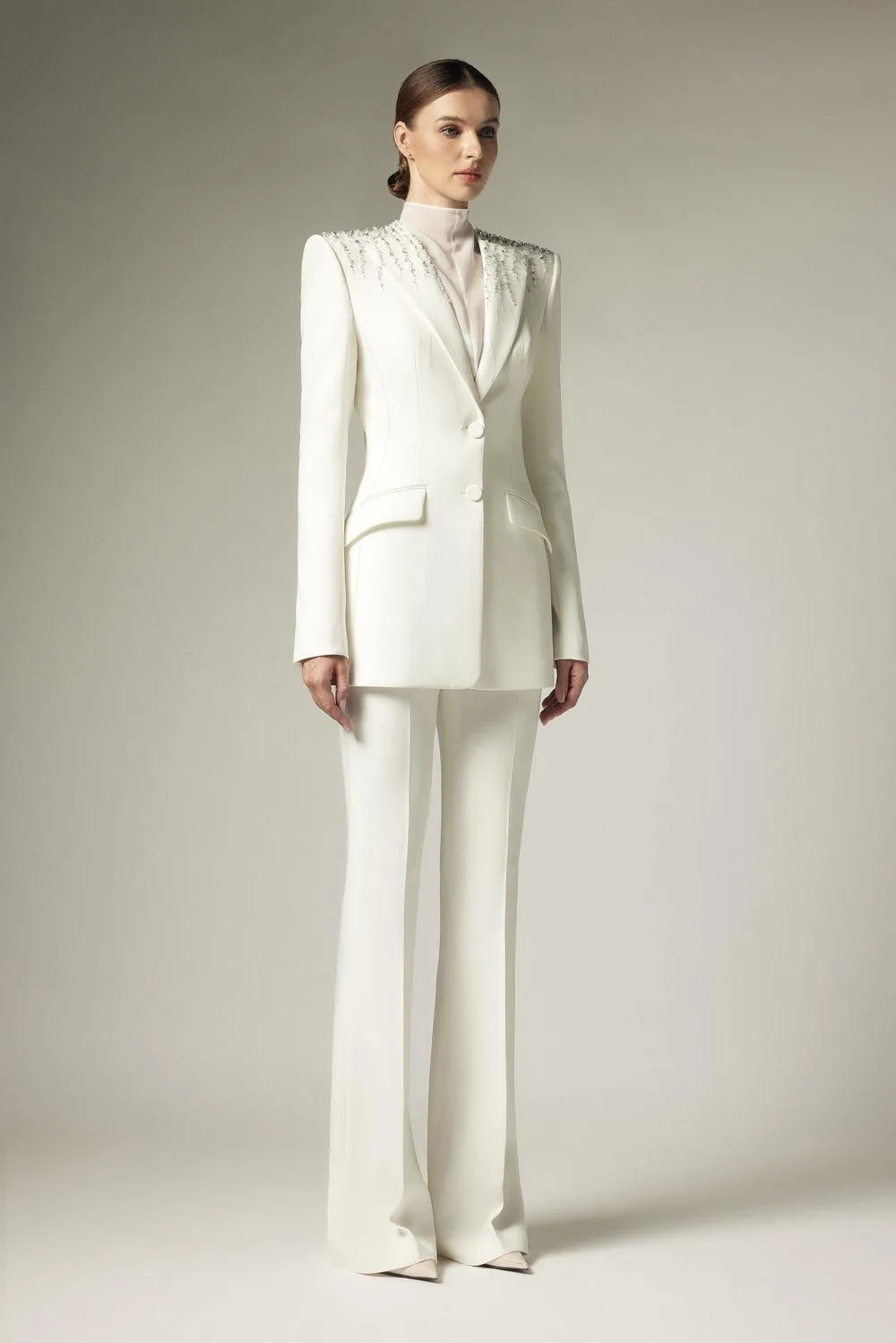 Chrissy Structured Button Crepe Blazer