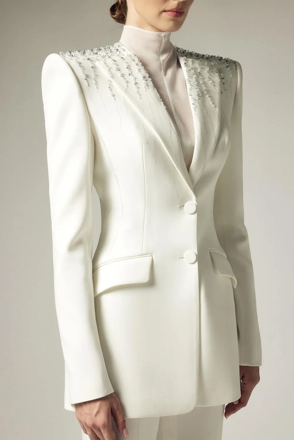Chrissy Structured Button Crepe Blazer