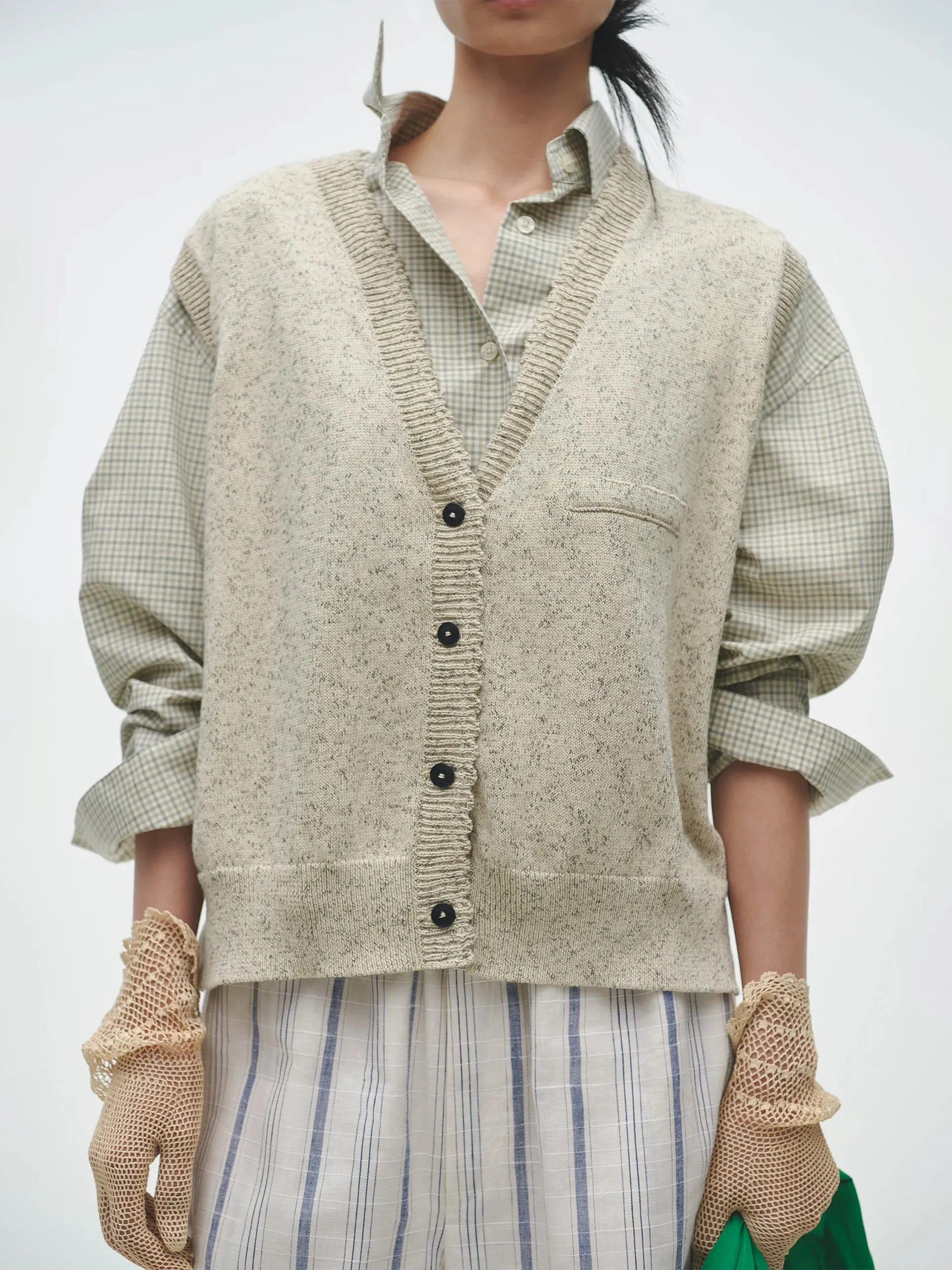 CORDERA Flecked Cotton Waistcoat Natural