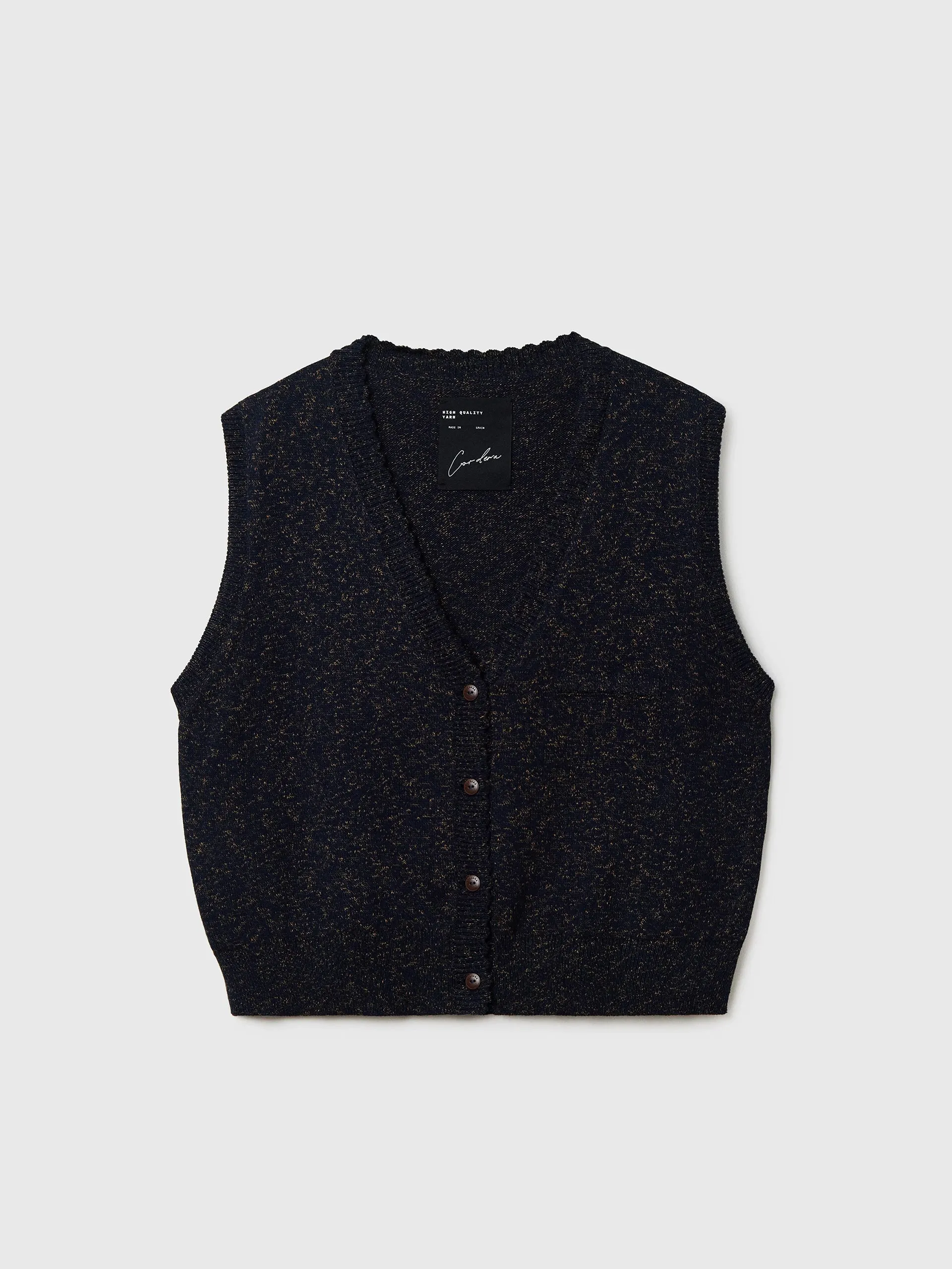 CORDERA Flecked Cotton Waistcoat Navy
