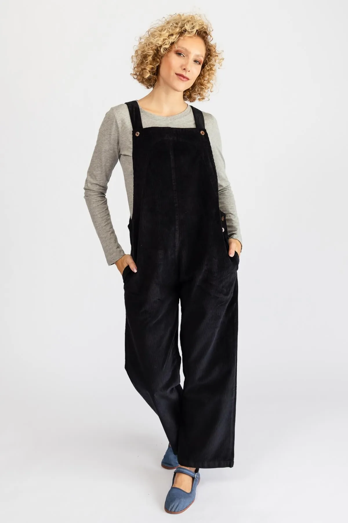 Corduroy Overalls - Black