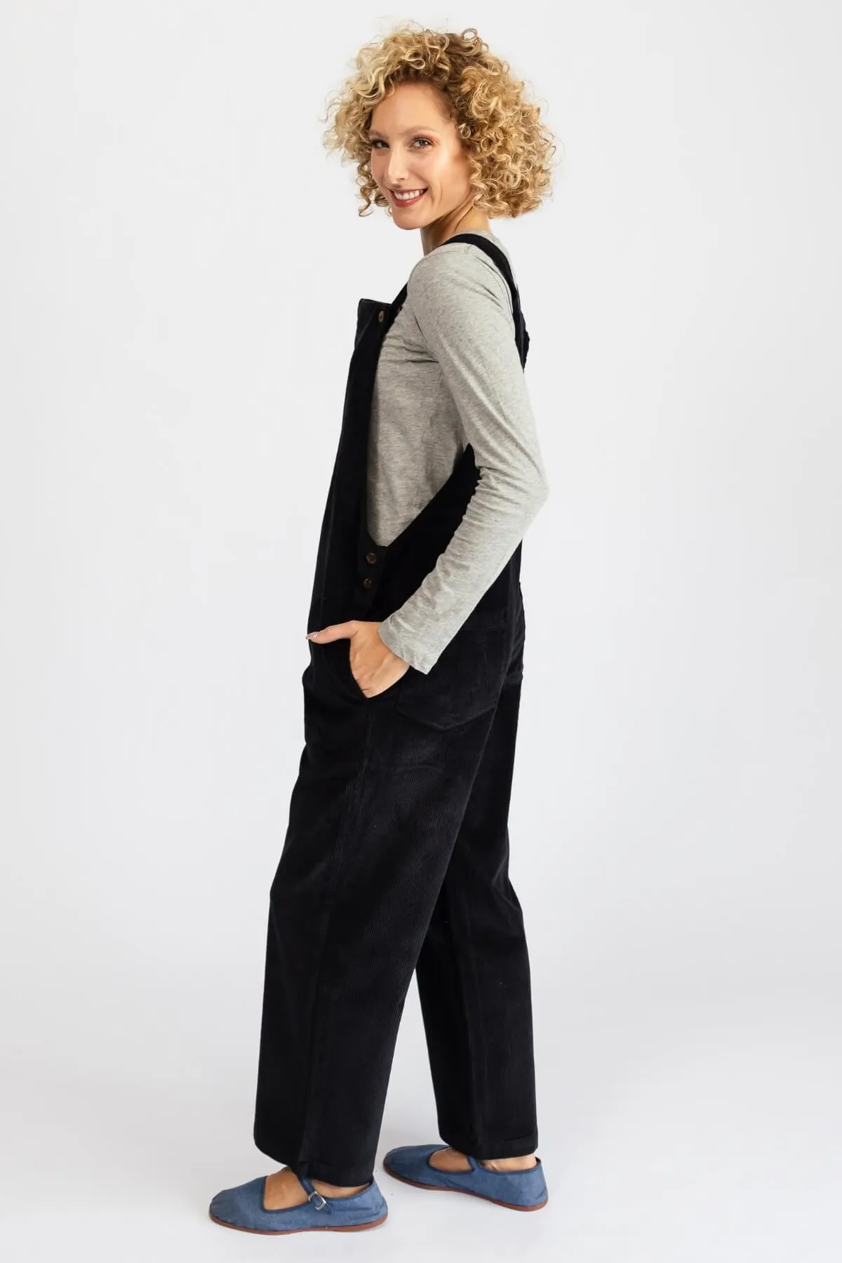 Corduroy Overalls - Black