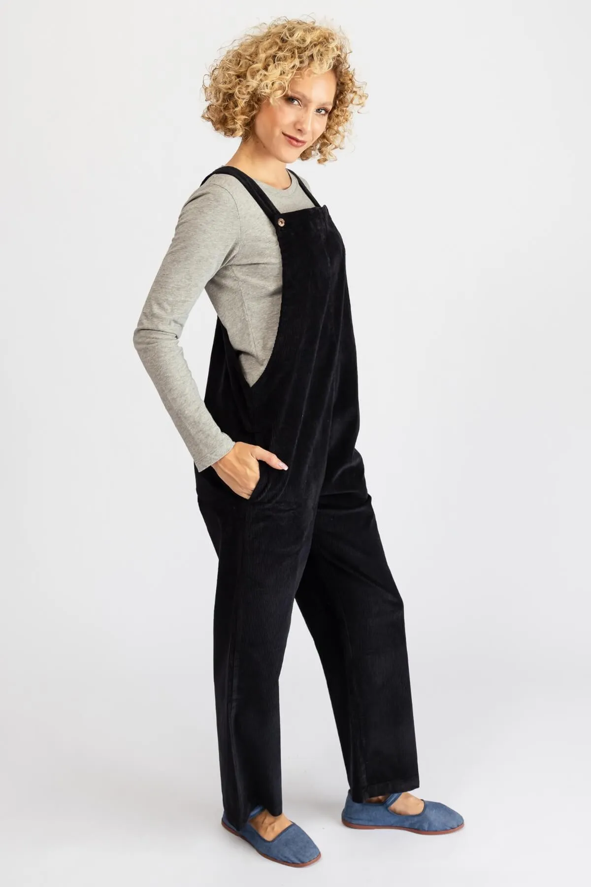 Corduroy Overalls - Black