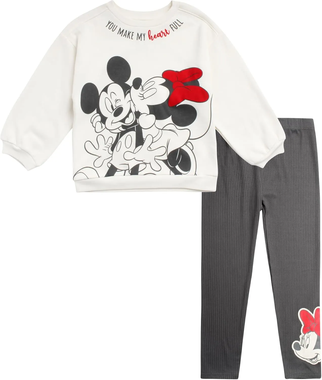 Disney Girls’ Minnie Mouse Fleece Jogger Pants Set – Minnie Mouse Fleece Sweatshirt and Sweatpants (2T-6X)