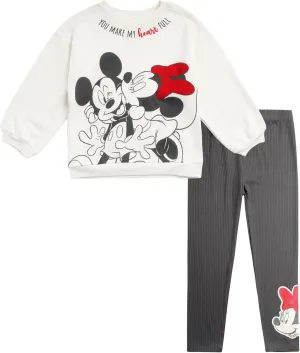 Disney Girls’ Minnie Mouse Fleece Jogger Pants Set – Minnie Mouse Fleece Sweatshirt and Sweatpants (2T-6X)