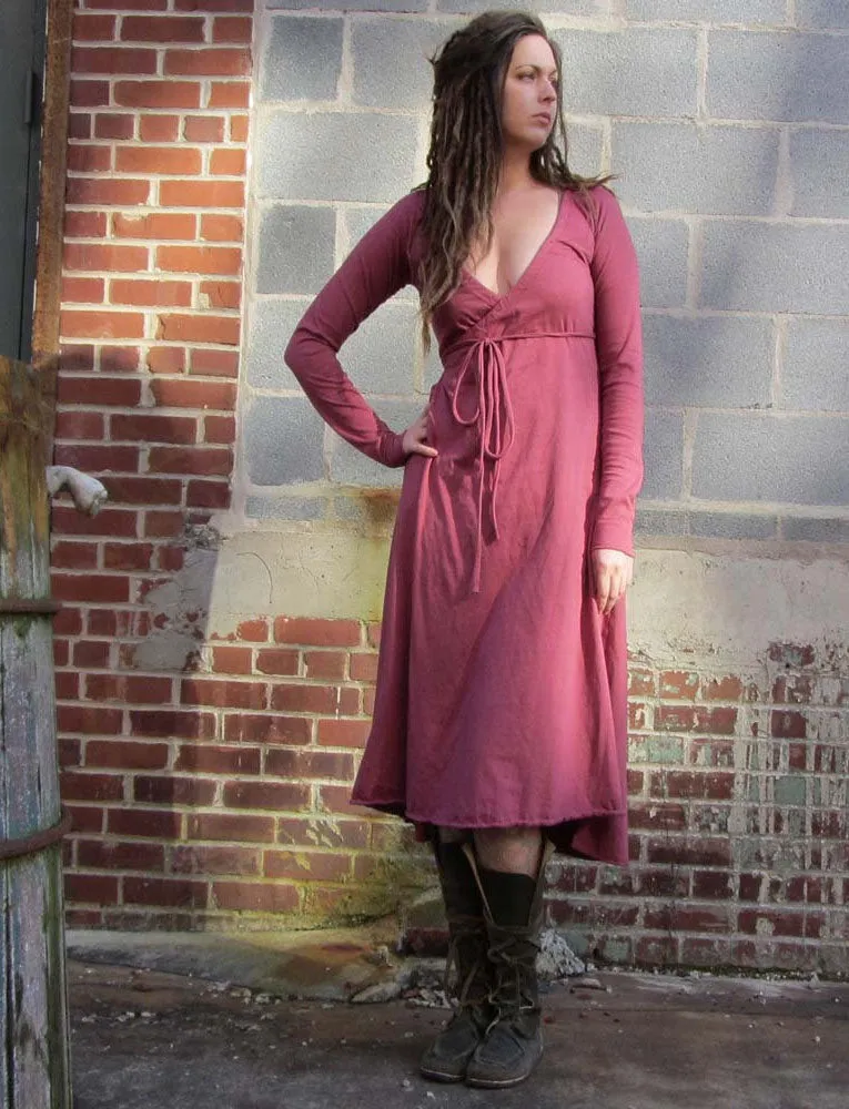 Drawstring Wrap Simplicity Below Knee Dress