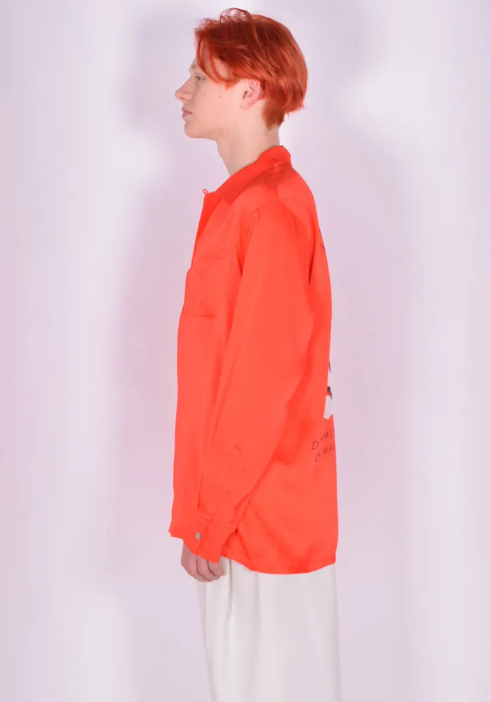 ENDLESS JOY LONG SLEEVE SILK SHIRT SKULL & CROW RED