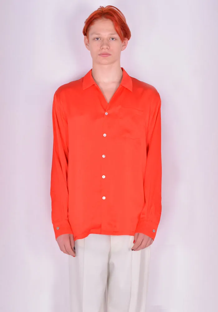 ENDLESS JOY LONG SLEEVE SILK SHIRT SKULL & CROW RED