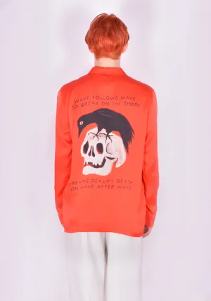 ENDLESS JOY LONG SLEEVE SILK SHIRT SKULL & CROW RED