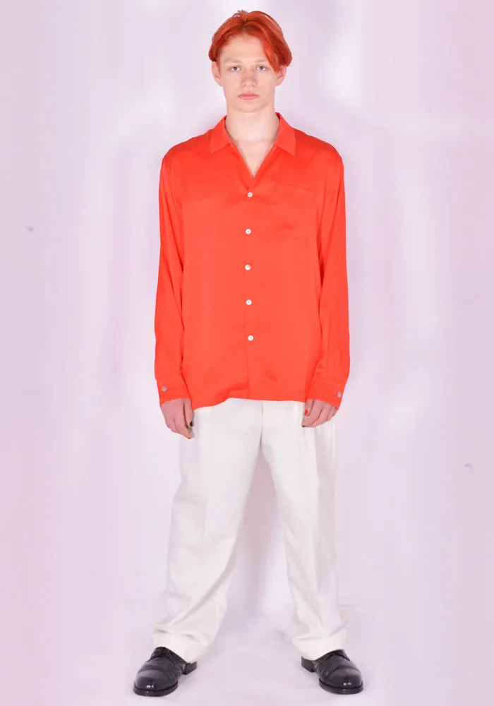 ENDLESS JOY LONG SLEEVE SILK SHIRT SKULL & CROW RED