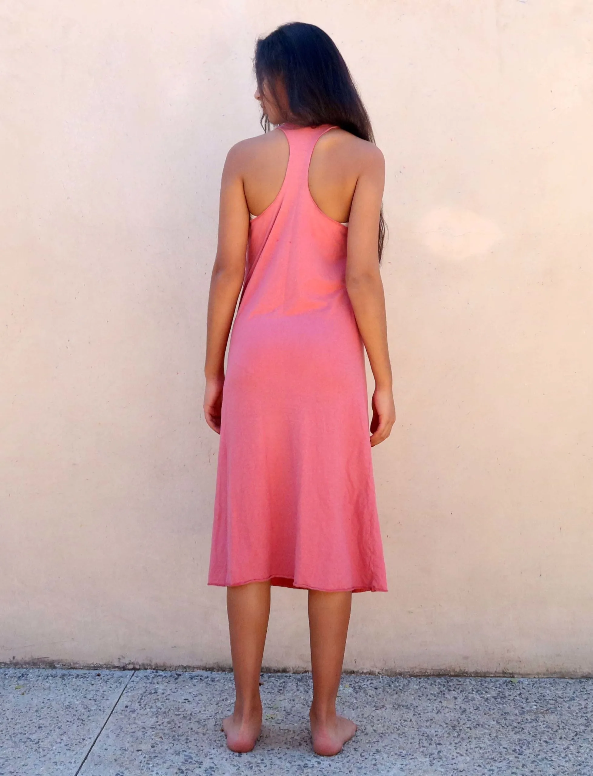 Float Neck Racerback Simplicity Below Knee Dress