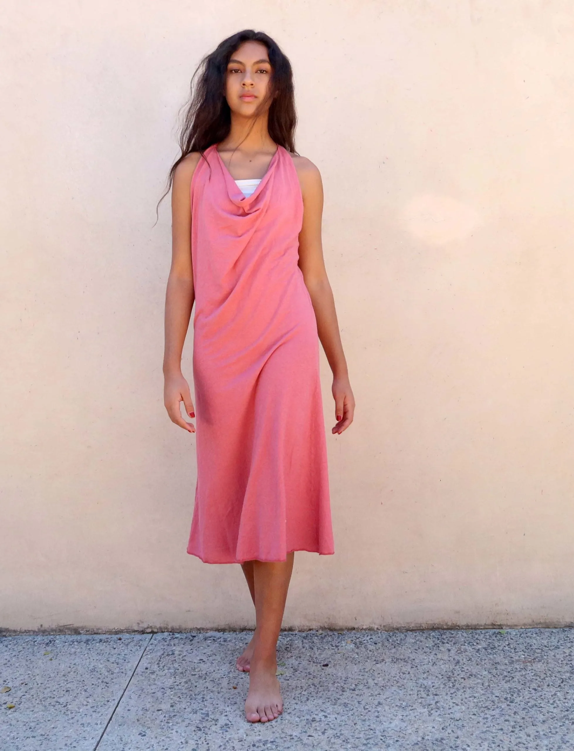 Float Neck Racerback Simplicity Below Knee Dress