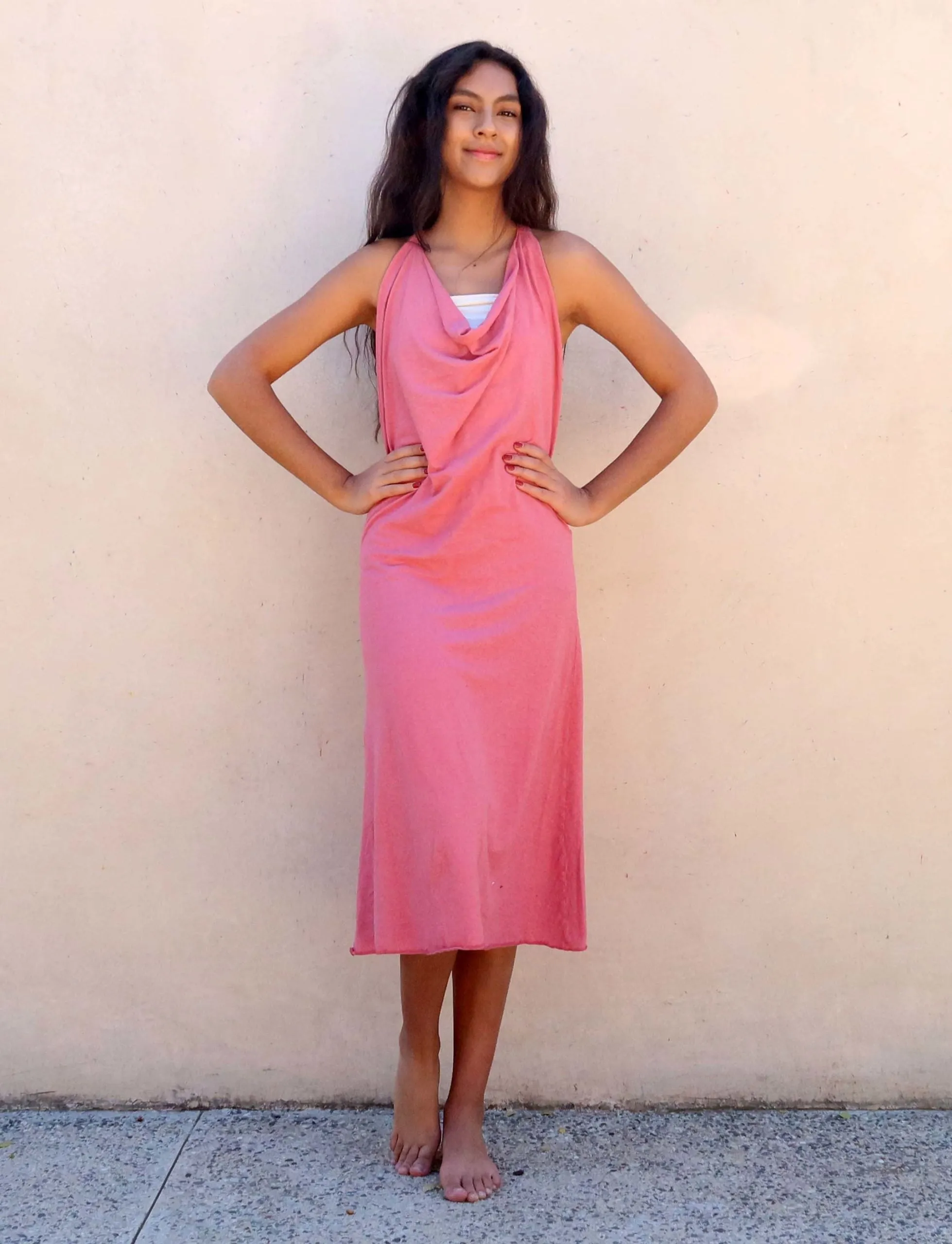 Float Neck Racerback Simplicity Below Knee Dress
