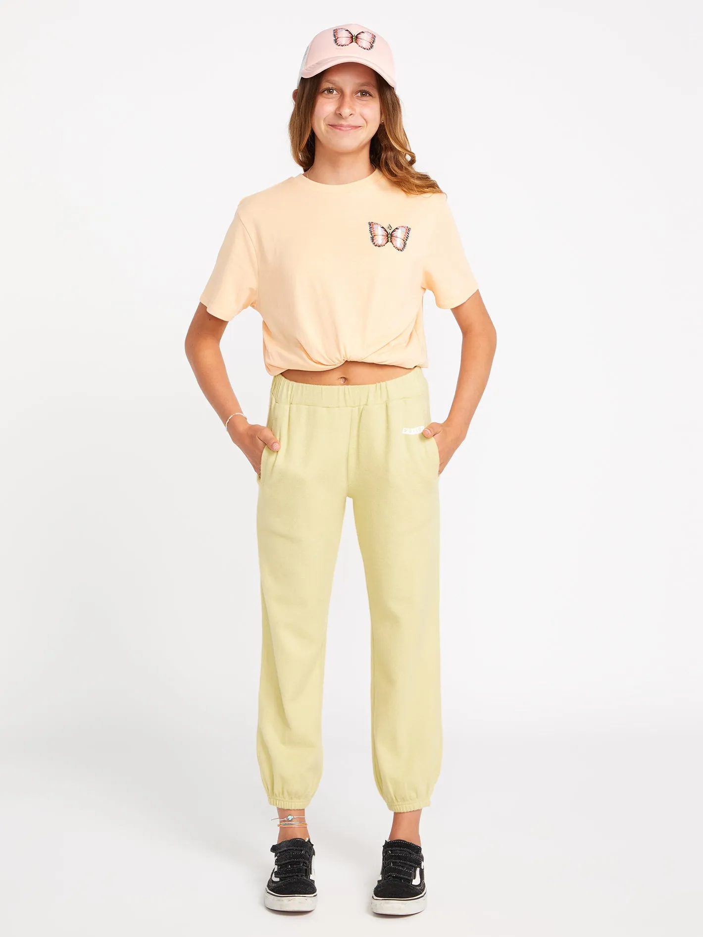 Girls Lived in Lounge Fleece Elastic Waist Pants - Citron