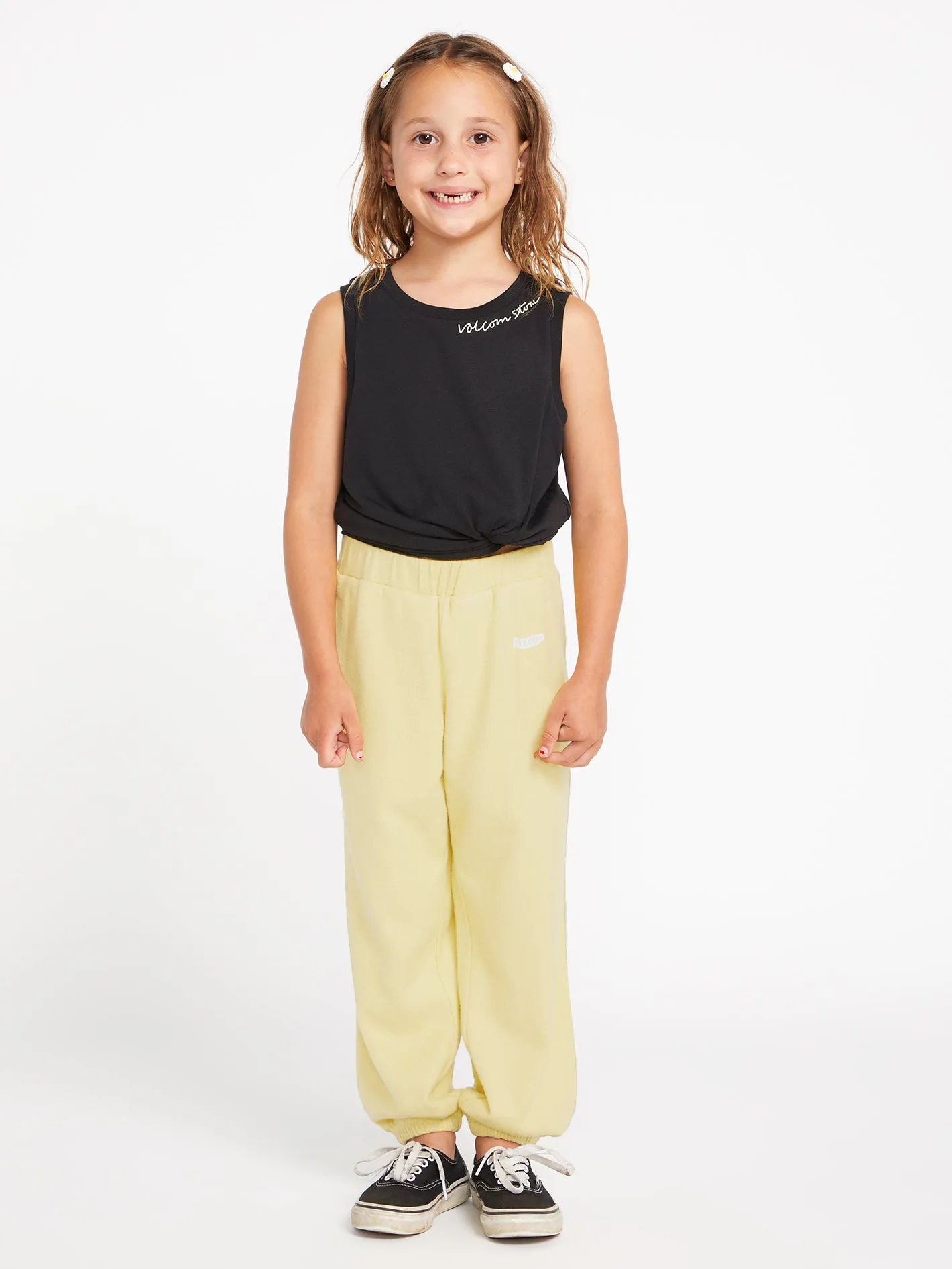 Girls Lived in Lounge Fleece Elastic Waist Pants - Citron