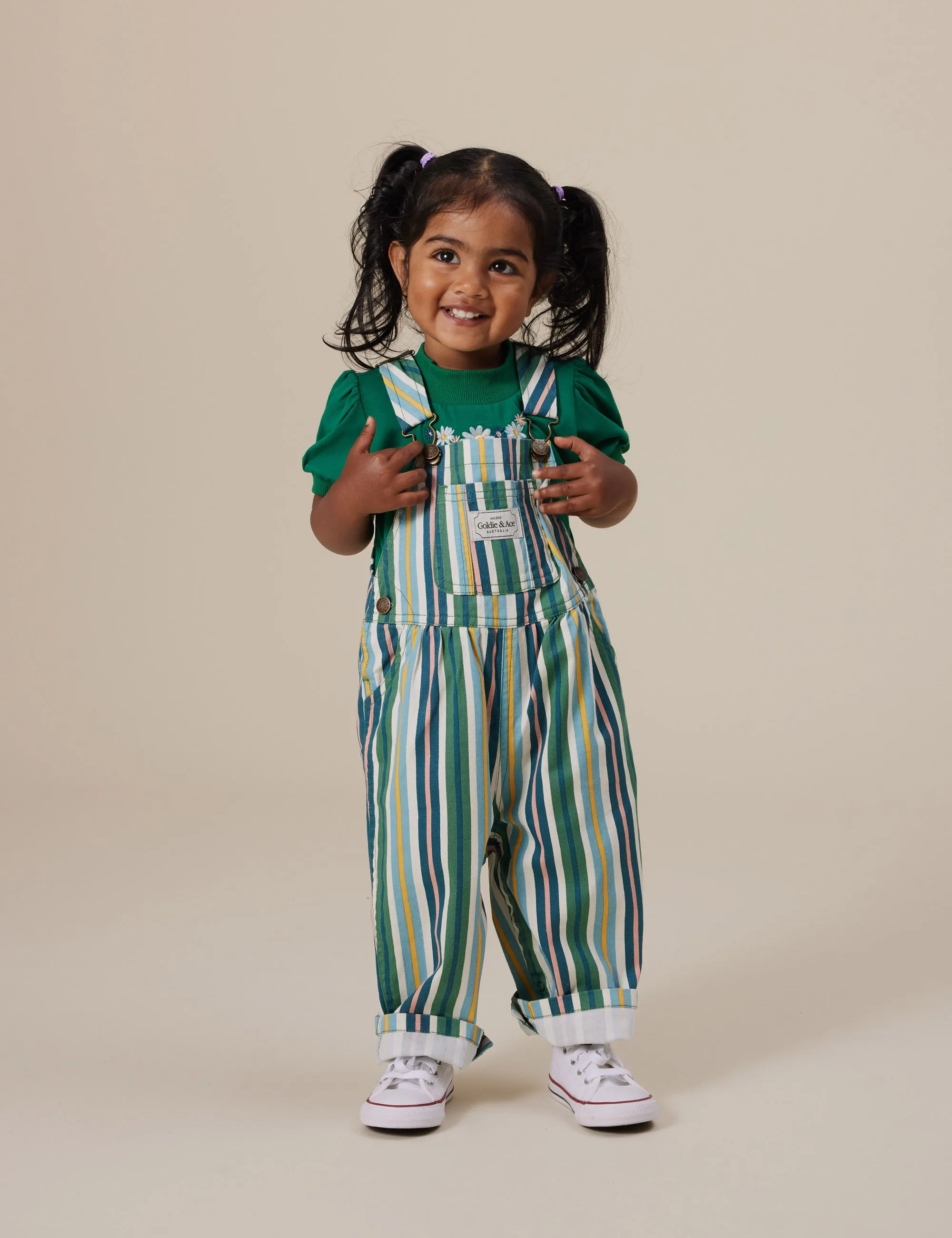 Goldie   Ace Austin Evergreen Stripe Denim Overalls