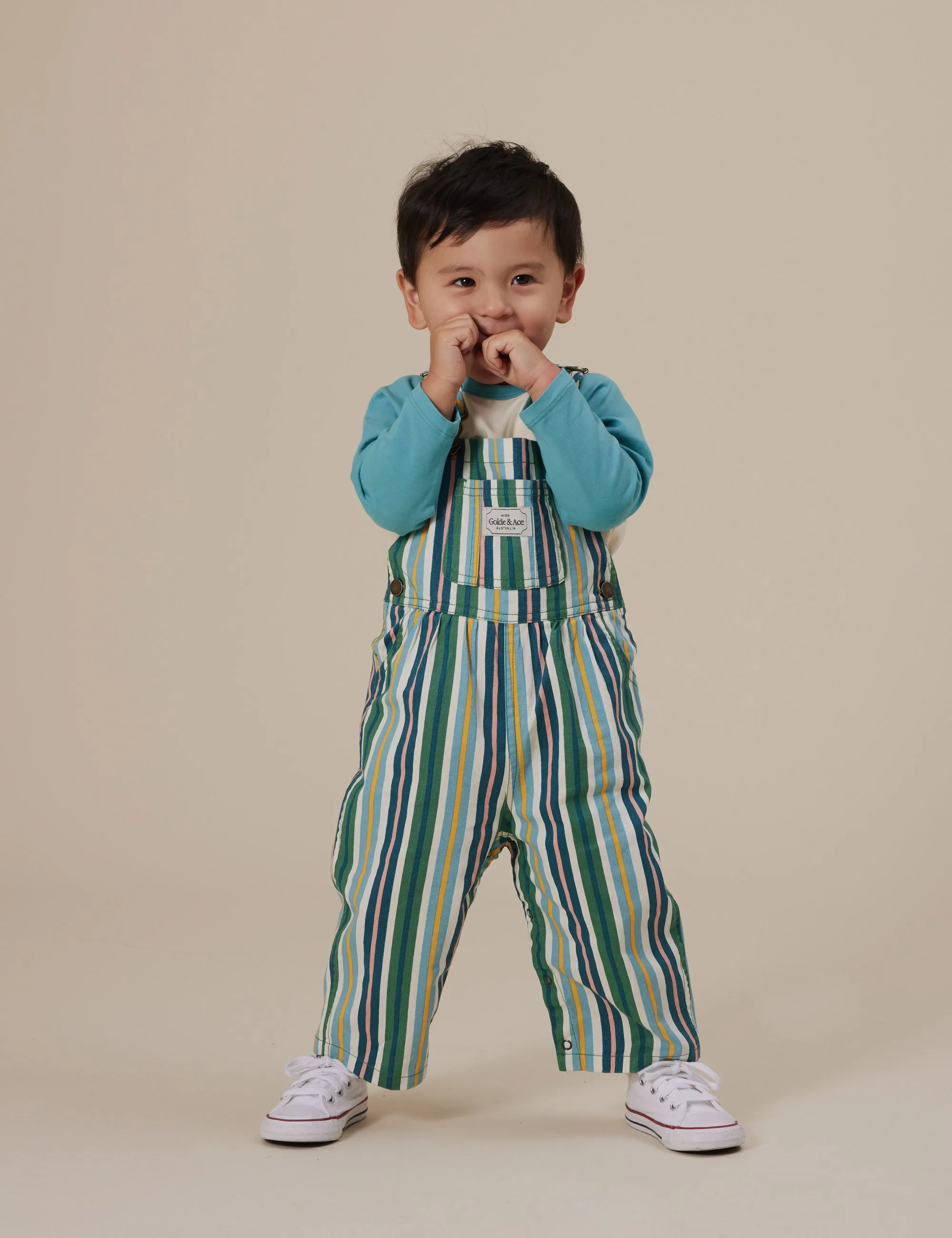 Goldie   Ace Austin Evergreen Stripe Denim Overalls
