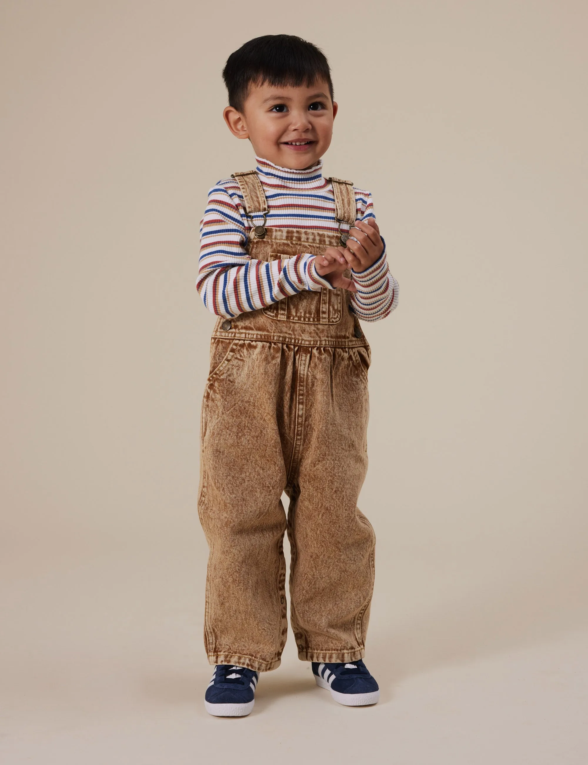 Goldie   Ace Austin Vintage Washed Denim Overalls Brown