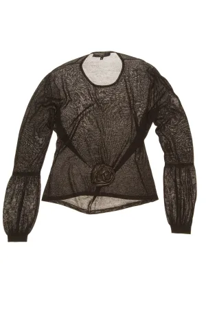 Gucci - Black Long Sleeve Shirt with Flower - IT 40