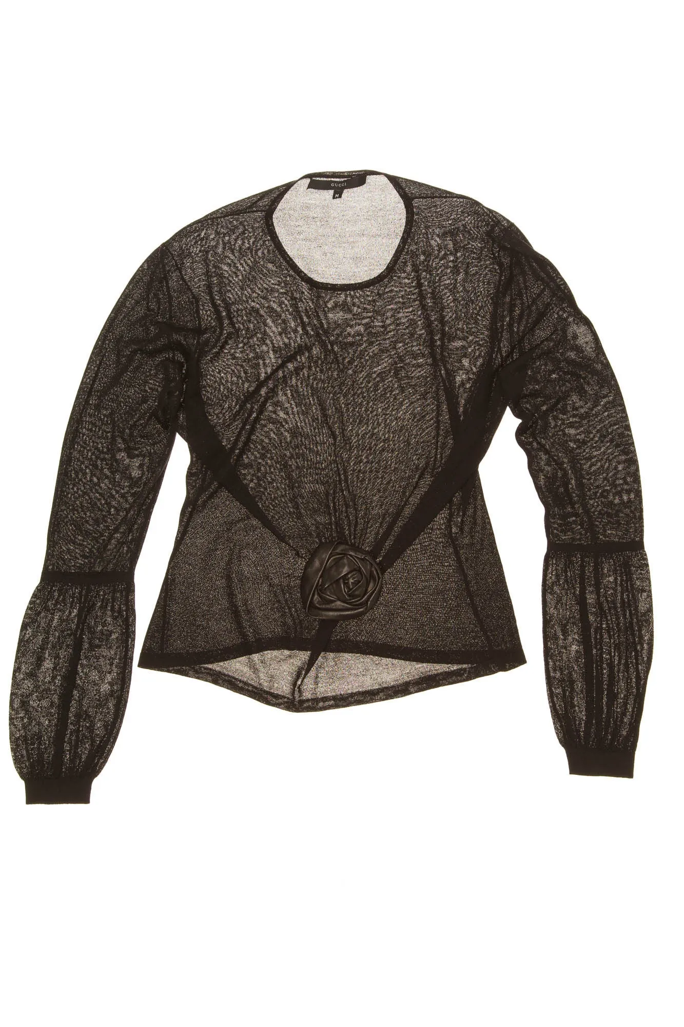 Gucci - Black Long Sleeve Shirt with Flower - IT 40