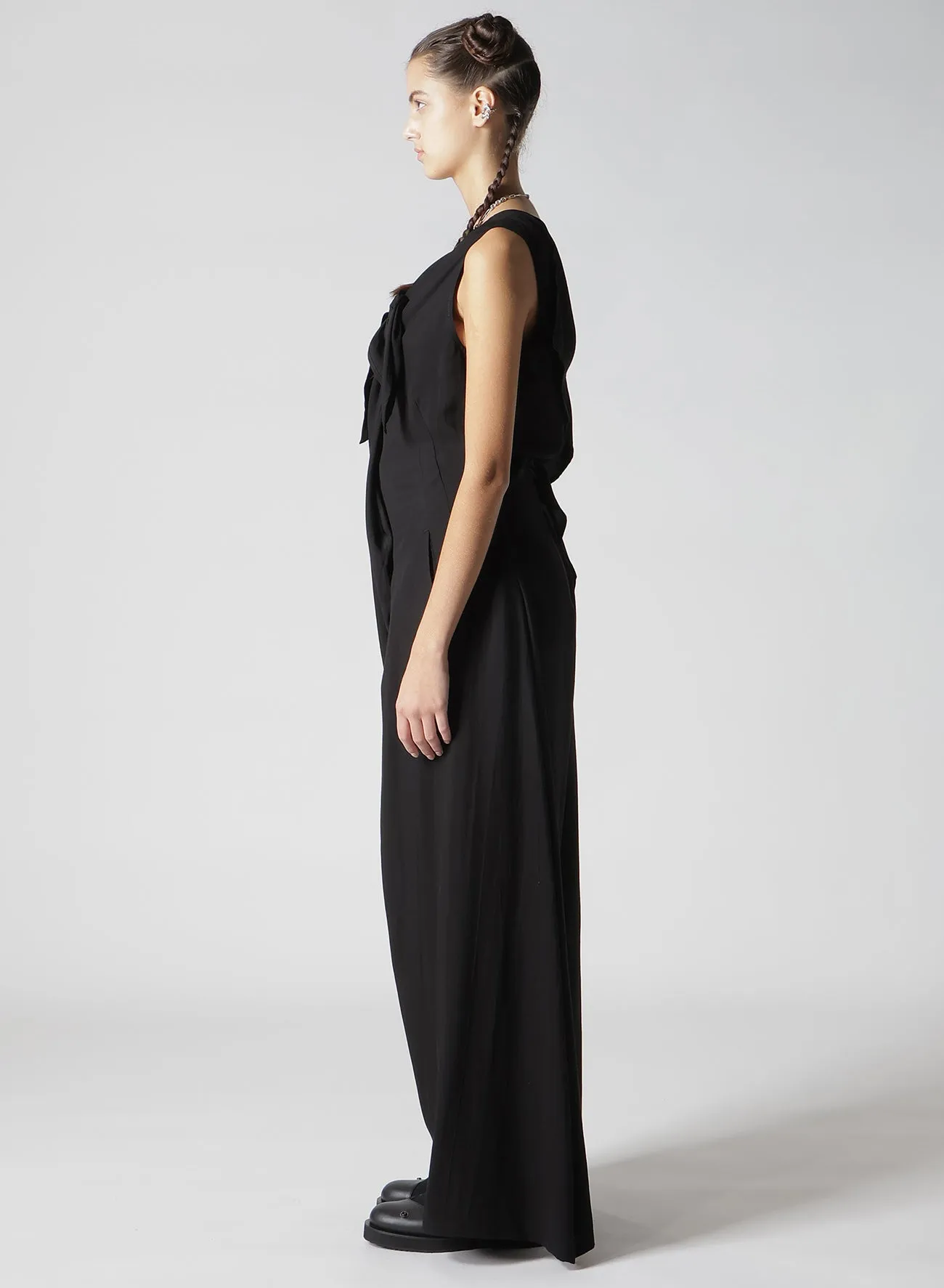 HARD TWIST GABARDINE FRONT RIBBON OVERALLS