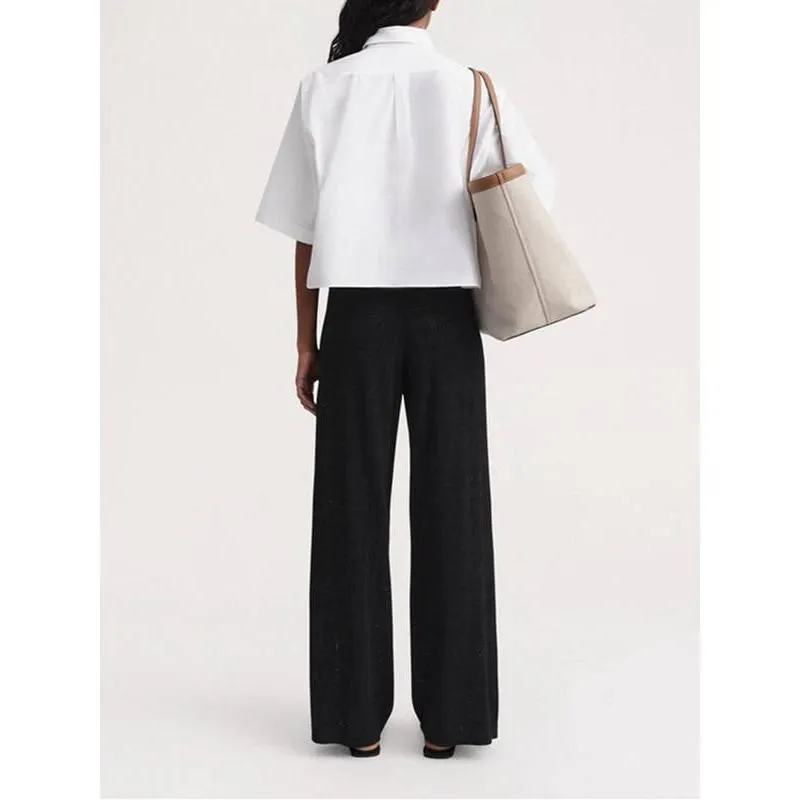 High-Waist Hollow-Out Knit Trousers